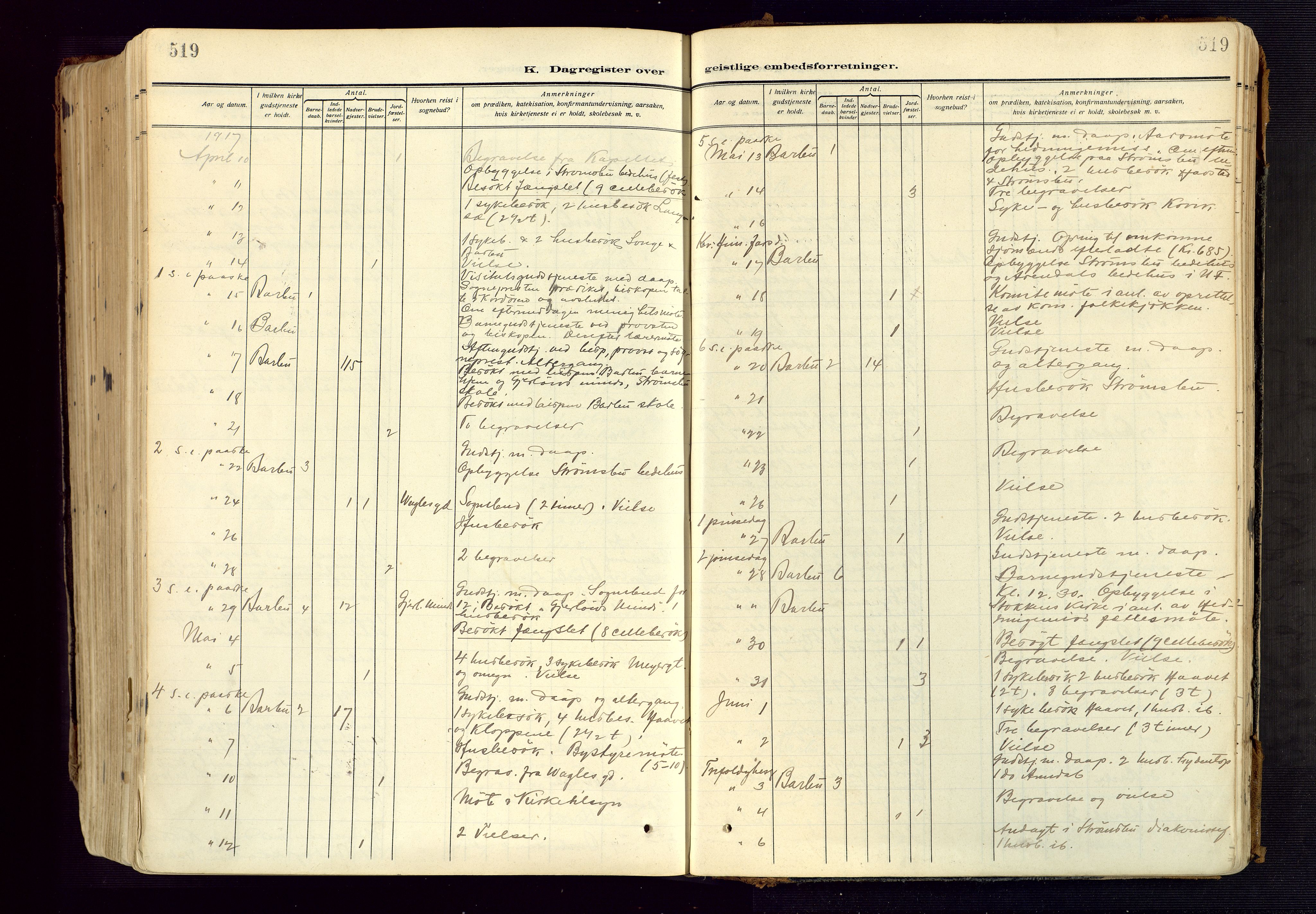 Barbu sokneprestkontor, SAK/1111-0003/F/Fa/L0006: Parish register (official) no. A 6, 1910-1929, p. 519