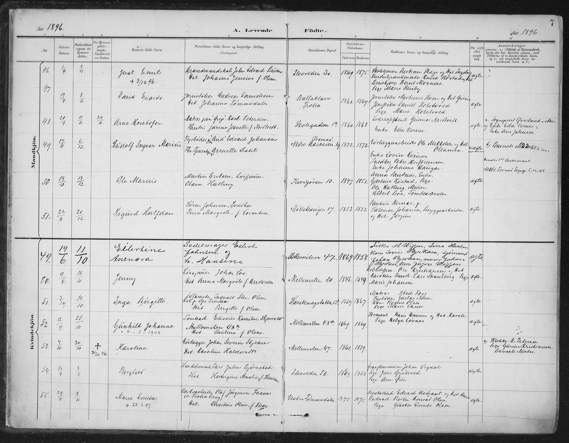 Ministerialprotokoller, klokkerbøker og fødselsregistre - Sør-Trøndelag, AV/SAT-A-1456/603/L0167: Parish register (official) no. 603A06, 1896-1932, p. 7