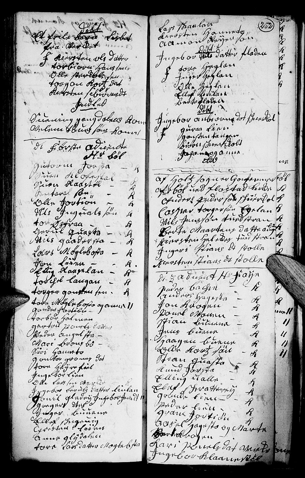 Holt sokneprestkontor, SAK/1111-0021/F/Fb/L0004: Parish register (copy) no. B 4, 1730-1746, p. 252