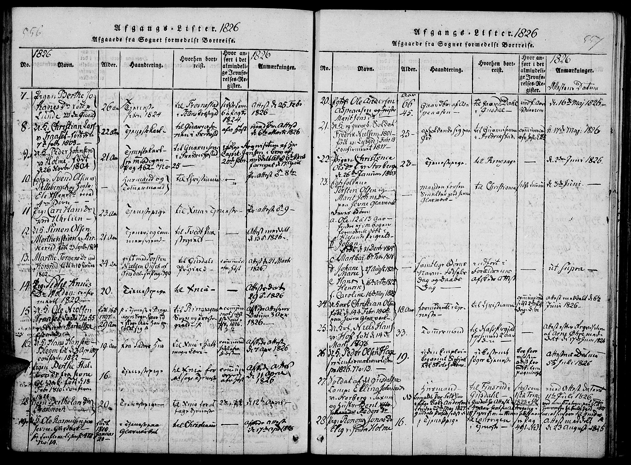 Fåberg prestekontor, SAH/PREST-086/H/Ha/Haa/L0003: Parish register (official) no. 3, 1818-1833, p. 556-557