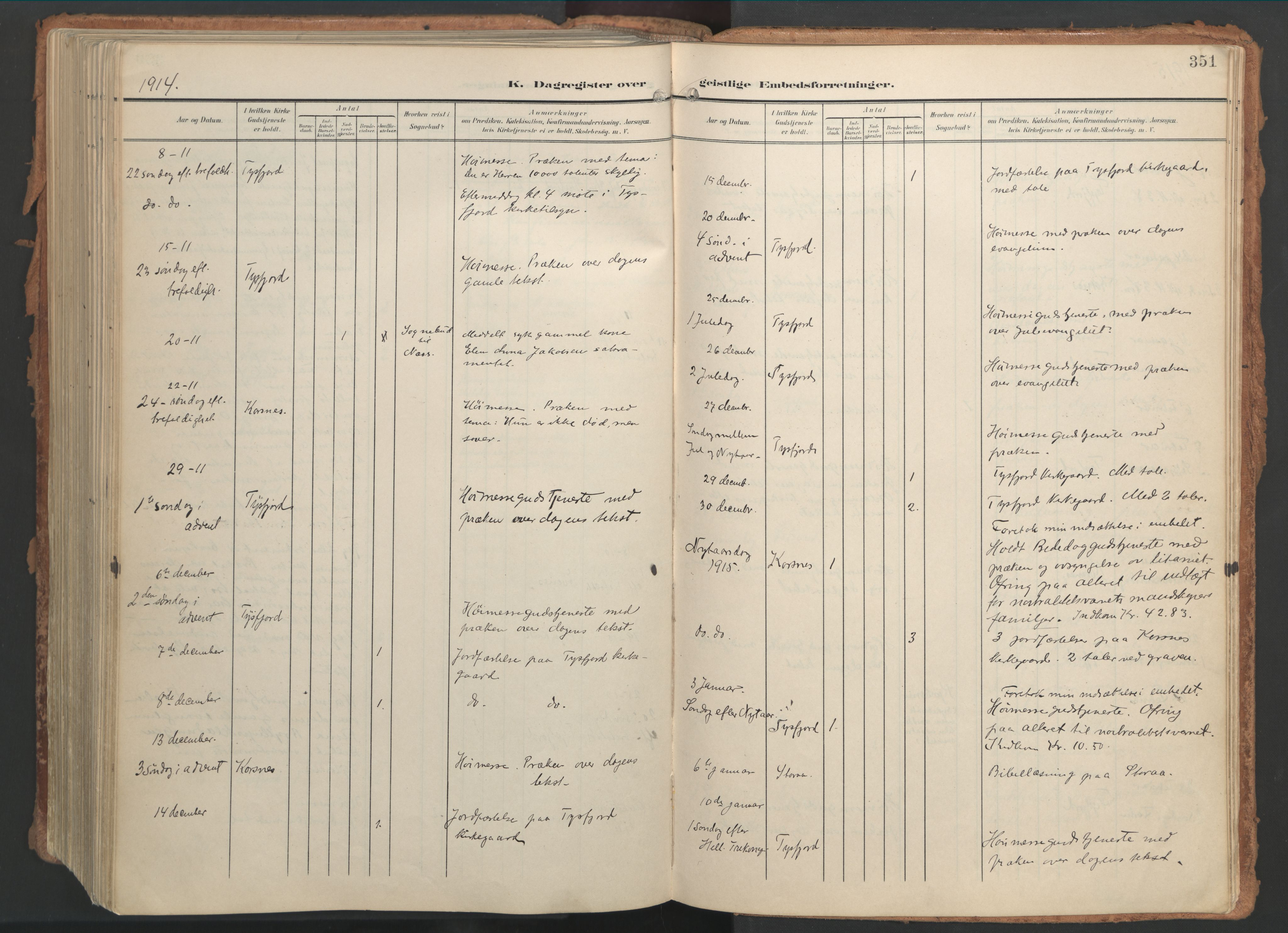 Ministerialprotokoller, klokkerbøker og fødselsregistre - Nordland, AV/SAT-A-1459/861/L0871: Parish register (official) no. 861A06, 1903-1916, p. 351