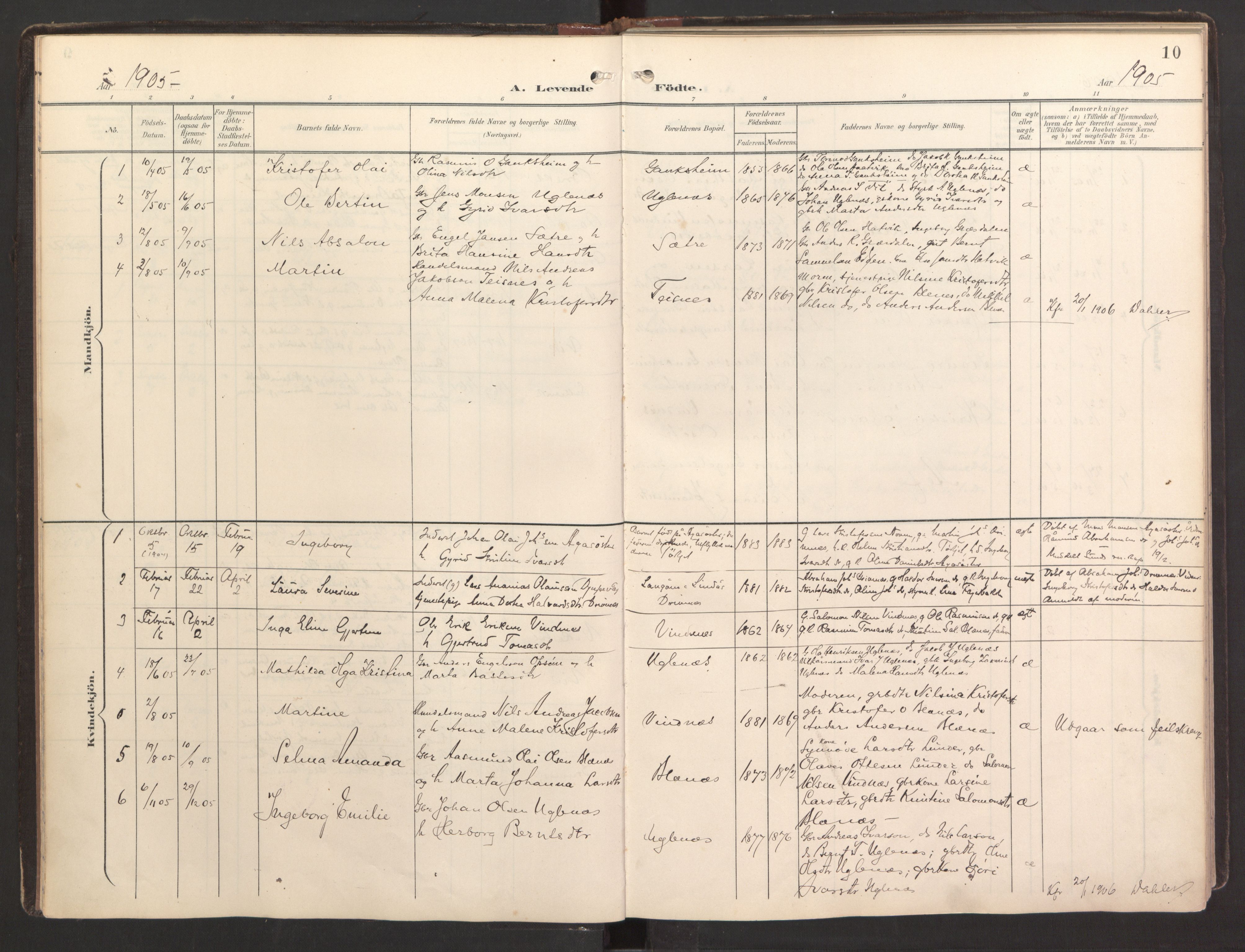 Fitjar sokneprestembete, SAB/A-99926: Parish register (official) no. B 1, 1900-1926, p. 10