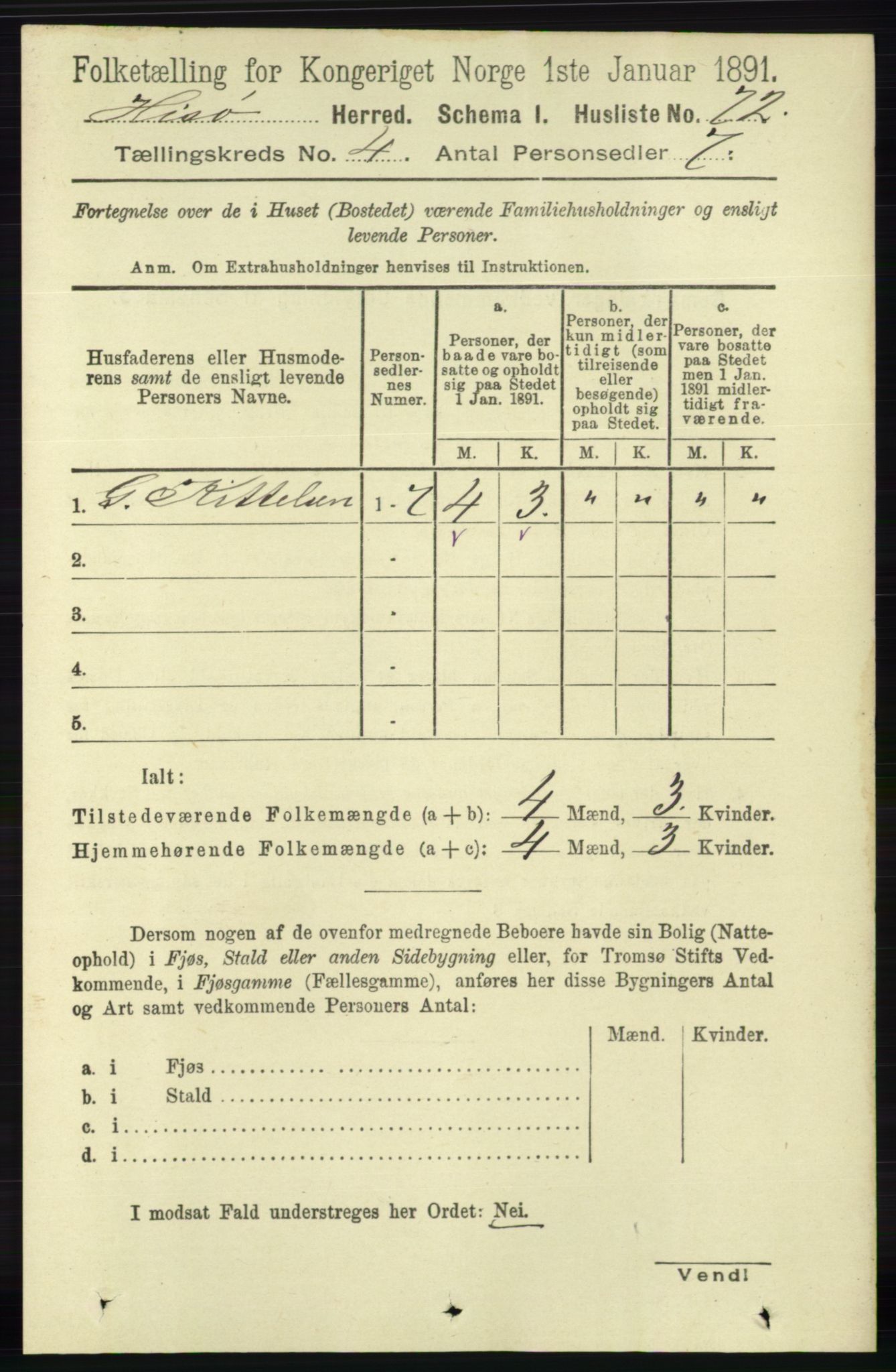 RA, 1891 census for 0922 Hisøy, 1891, p. 3301