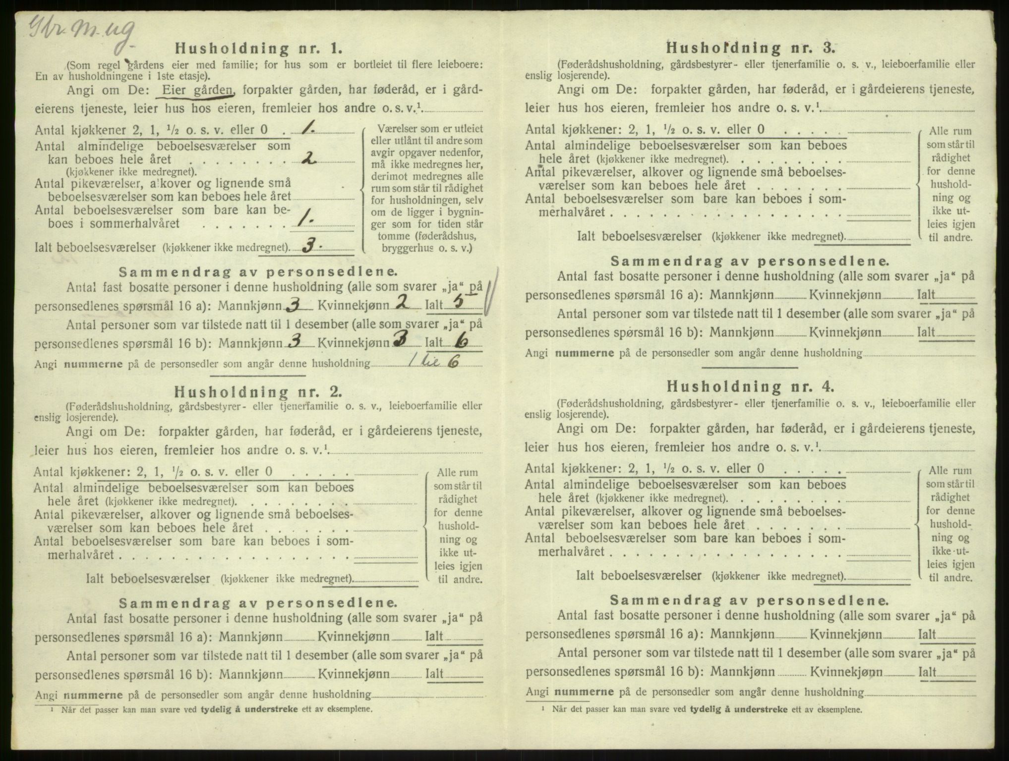 SAB, 1920 census for Austrheim, 1920, p. 593