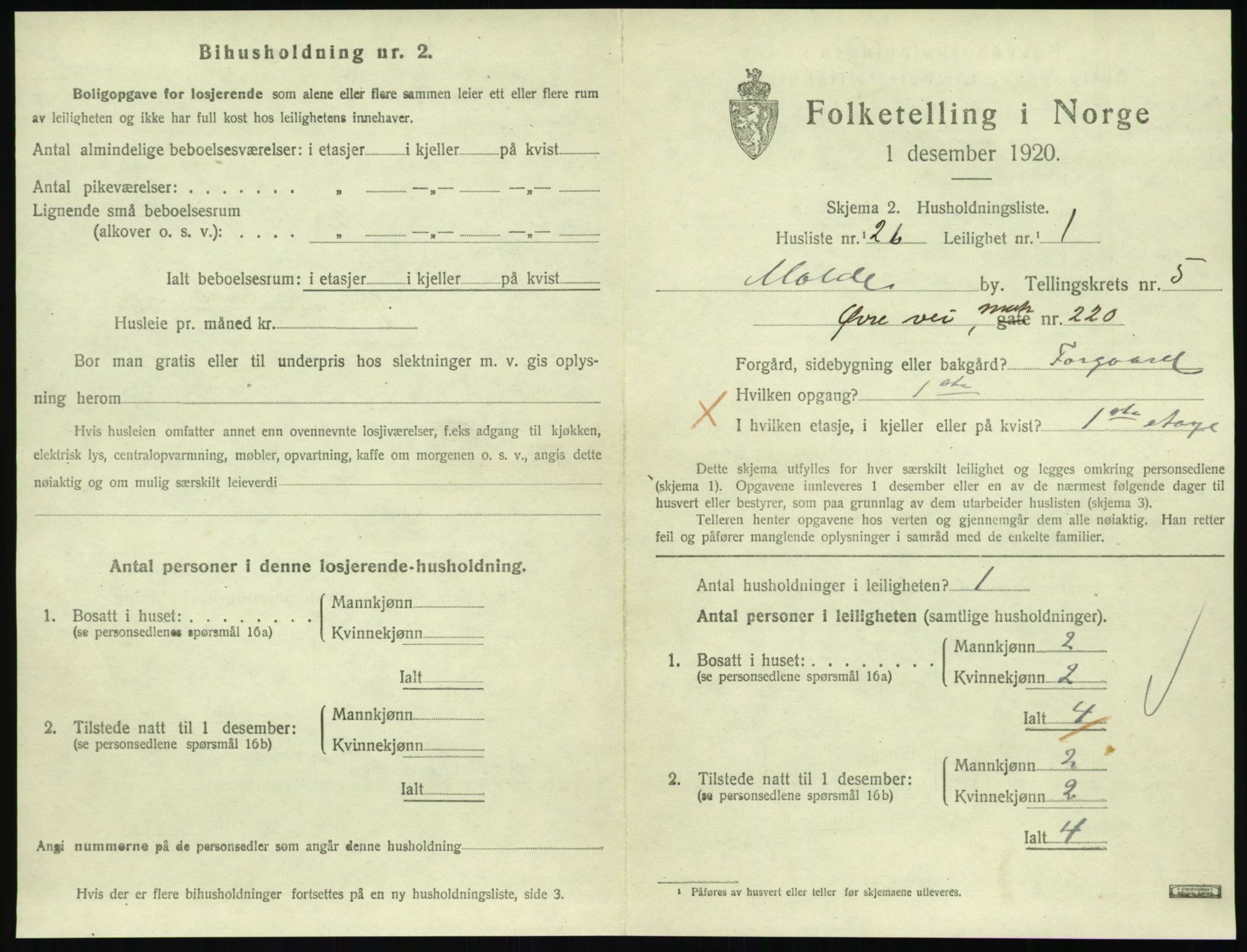 SAT, 1920 census for Molde, 1920, p. 1871