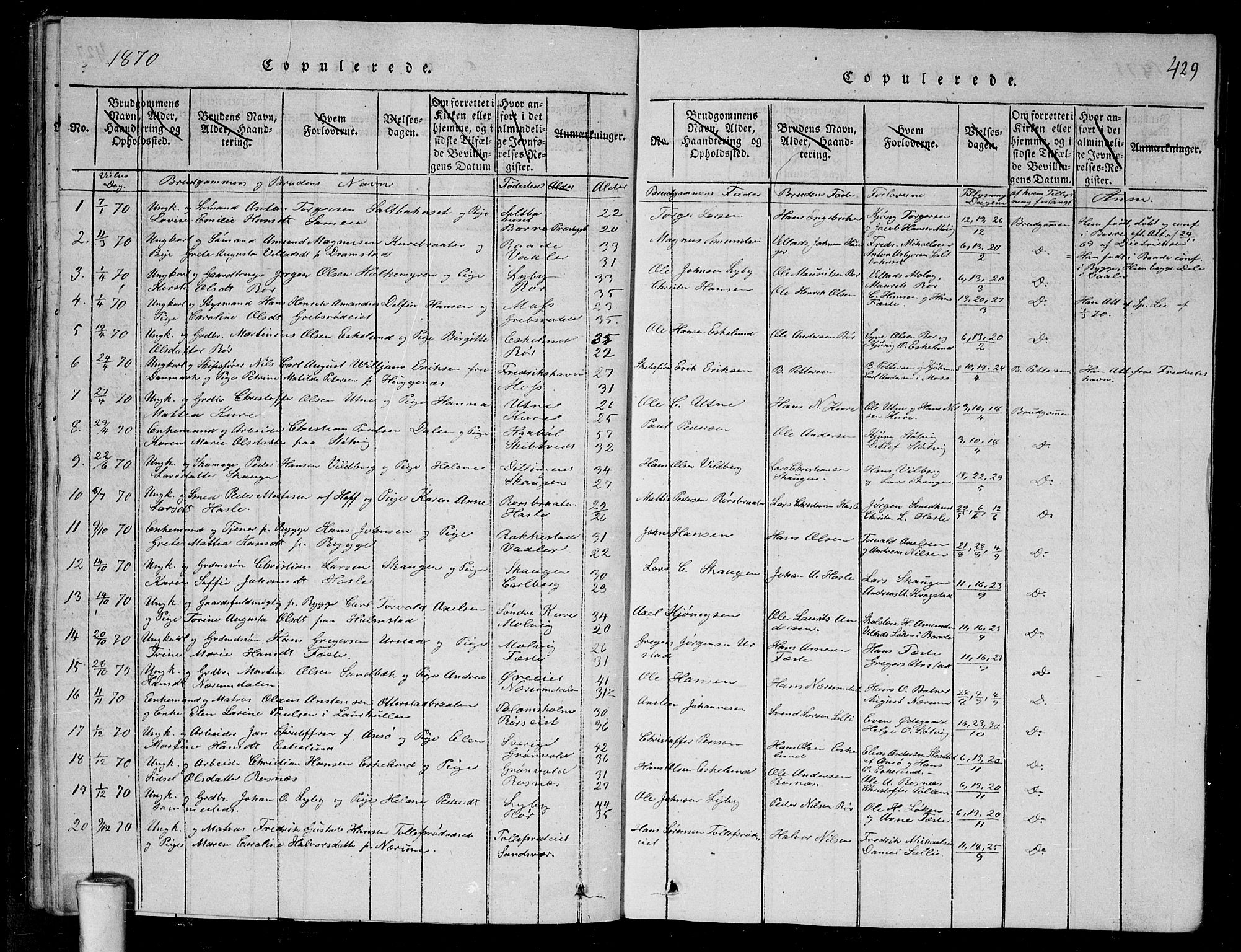 Rygge prestekontor Kirkebøker, SAO/A-10084b/G/Ga/L0001: Parish register (copy) no. 1, 1814-1871, p. 428-429