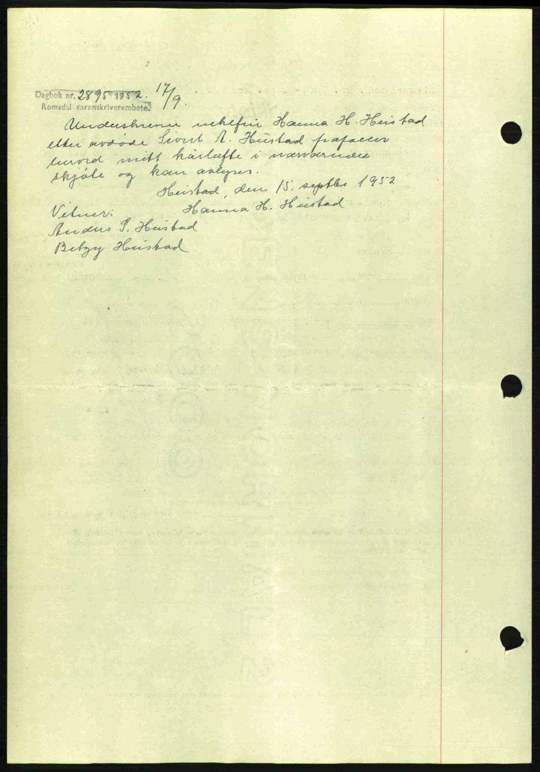 Romsdal sorenskriveri, AV/SAT-A-4149/1/2/2C: Mortgage book no. A16, 1944-1944, Diary no: : 834/1944