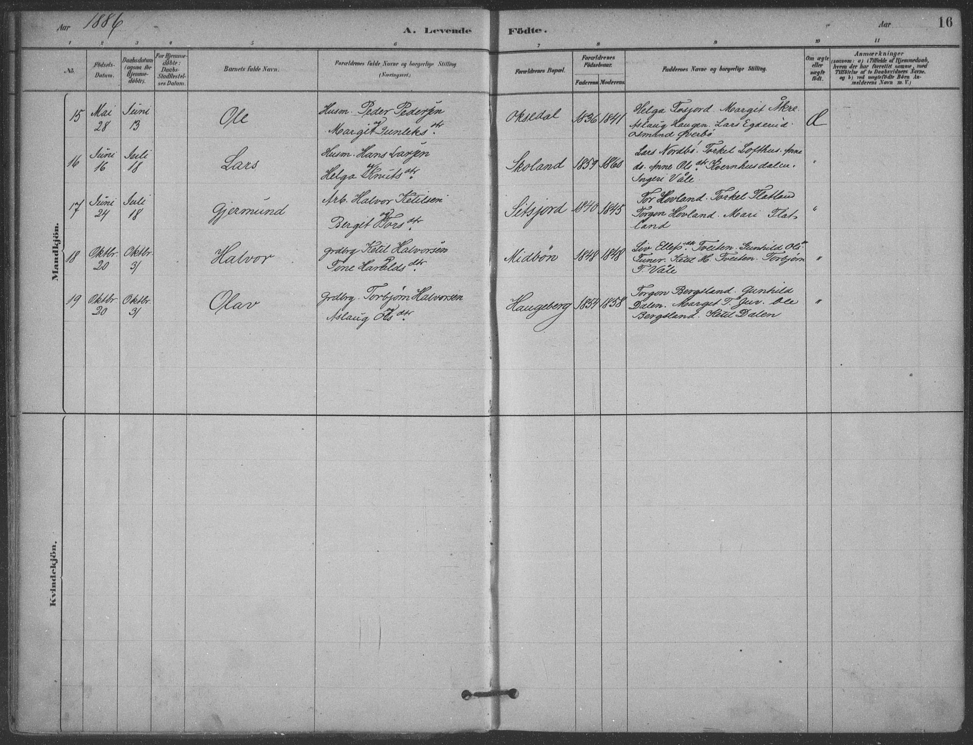 Hjartdal kirkebøker, SAKO/A-270/F/Fa/L0010: Parish register (official) no. I 10, 1880-1929, p. 16
