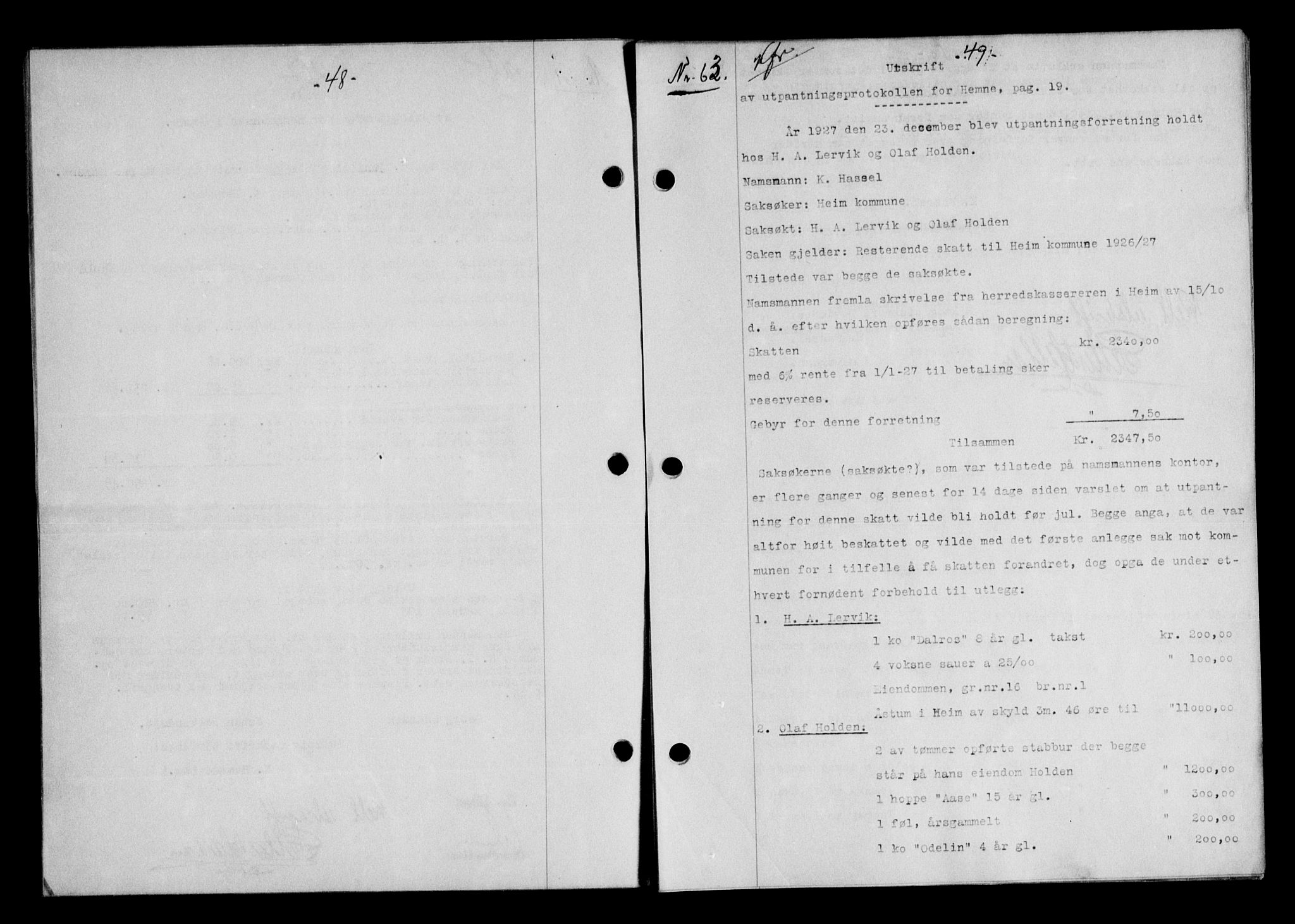 Hitra sorenskriveri, AV/SAT-A-0018/2/2C/2Ca/L0010: Mortgage book no. 10, 1928-1929, p. 48-49