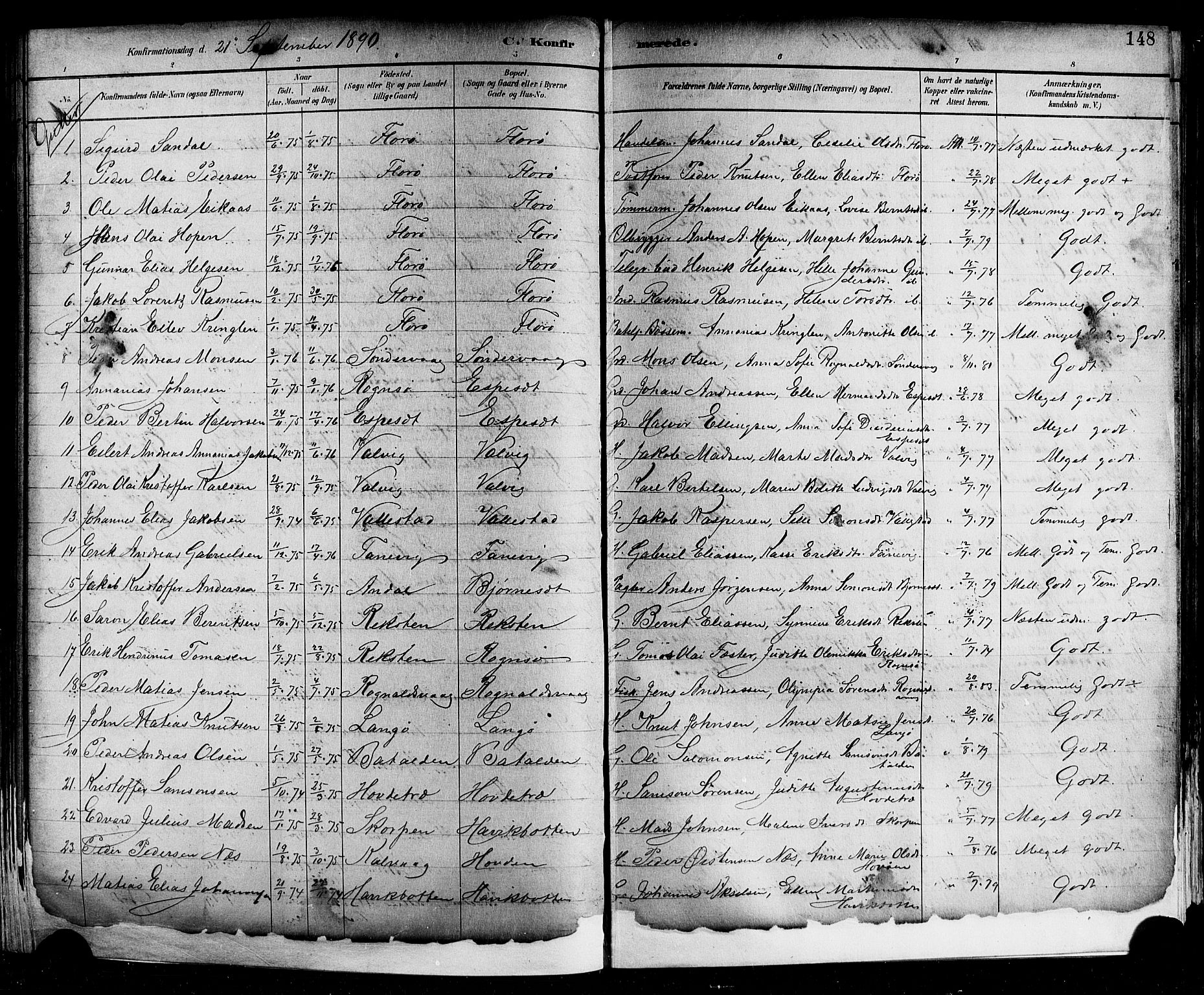 Kinn sokneprestembete, SAB/A-80801/H/Hab/Haba/L0002: Parish register (copy) no. A 2, 1882-1906, p. 148