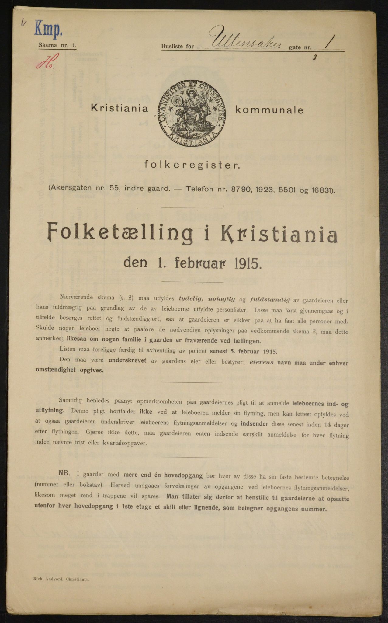 OBA, Municipal Census 1915 for Kristiania, 1915, p. 119335