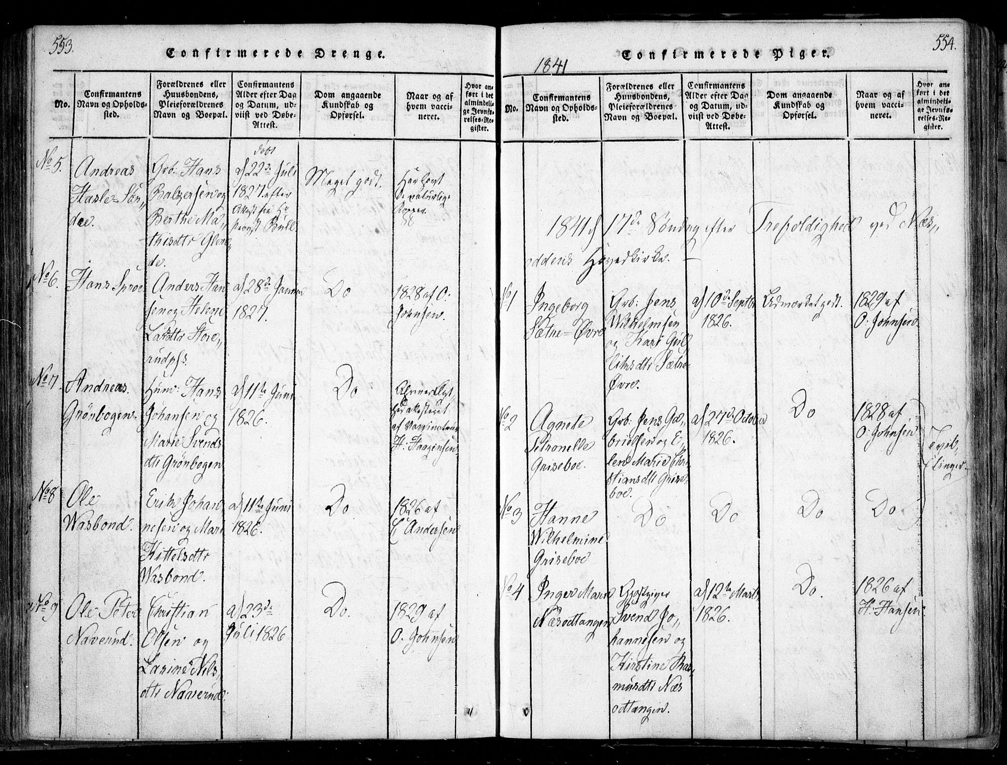 Nesodden prestekontor Kirkebøker, AV/SAO-A-10013/F/Fa/L0006: Parish register (official) no. I 6, 1814-1847, p. 553-554