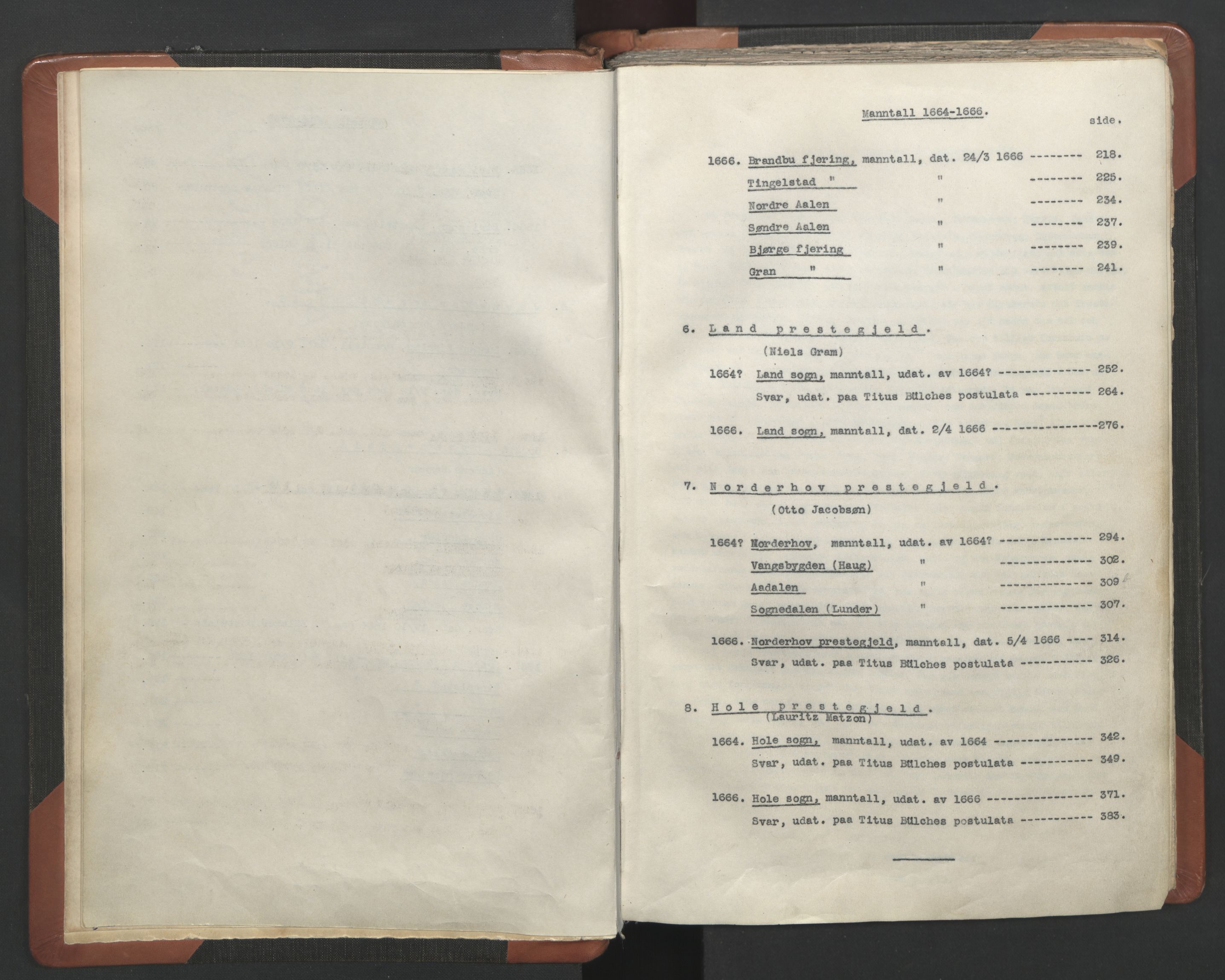 RA, Vicar's Census 1664-1666, no. 7: Hadeland deanery, 1664-1666