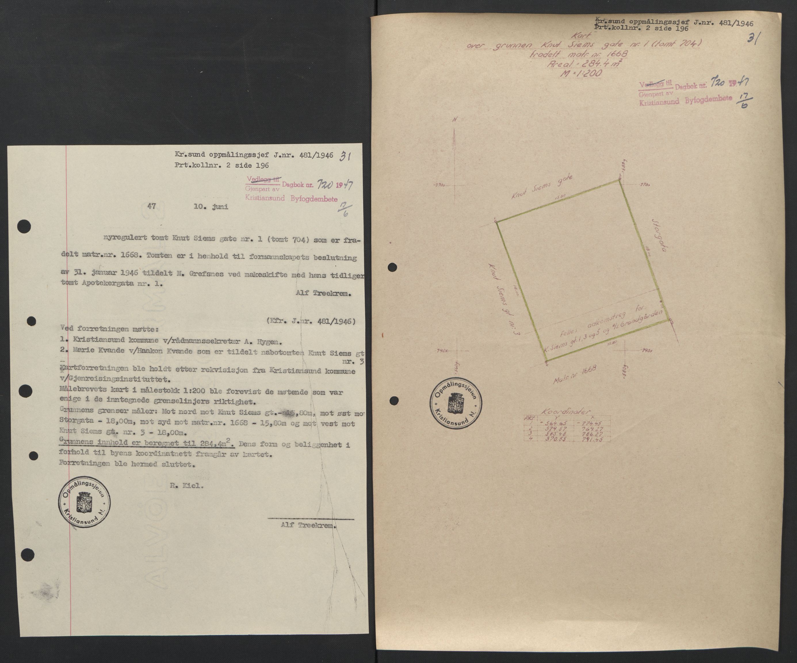 Kristiansund byfogd, AV/SAT-A-4587/A/27: Mortgage book no. 42, 1947-1950, Diary no: : 720/1947