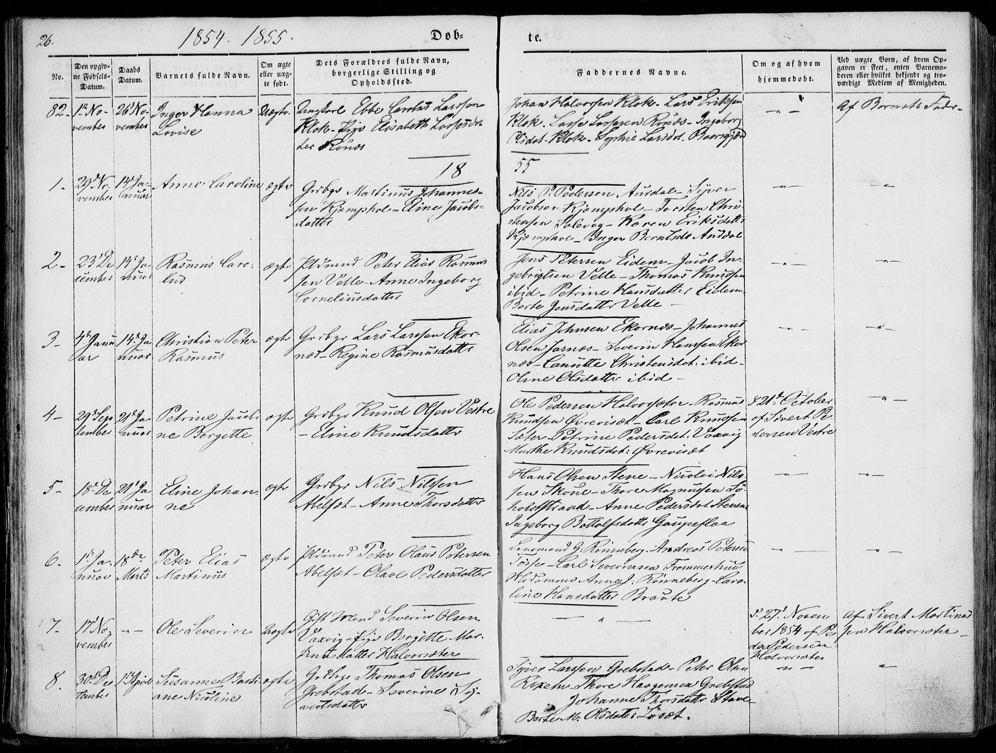 Ministerialprotokoller, klokkerbøker og fødselsregistre - Møre og Romsdal, SAT/A-1454/522/L0313: Parish register (official) no. 522A08, 1852-1862, p. 26