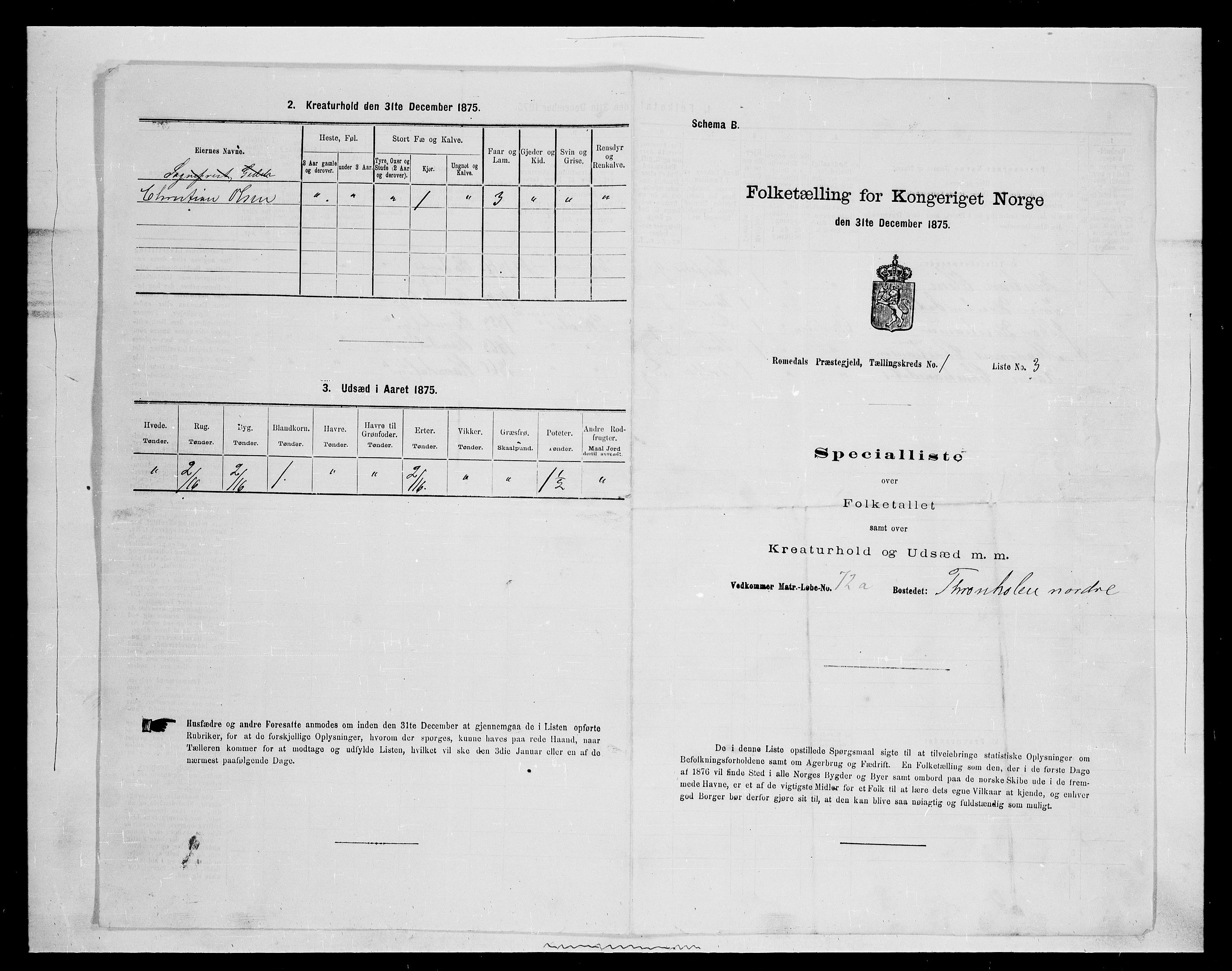 SAH, 1875 census for 0416P Romedal, 1875, p. 121