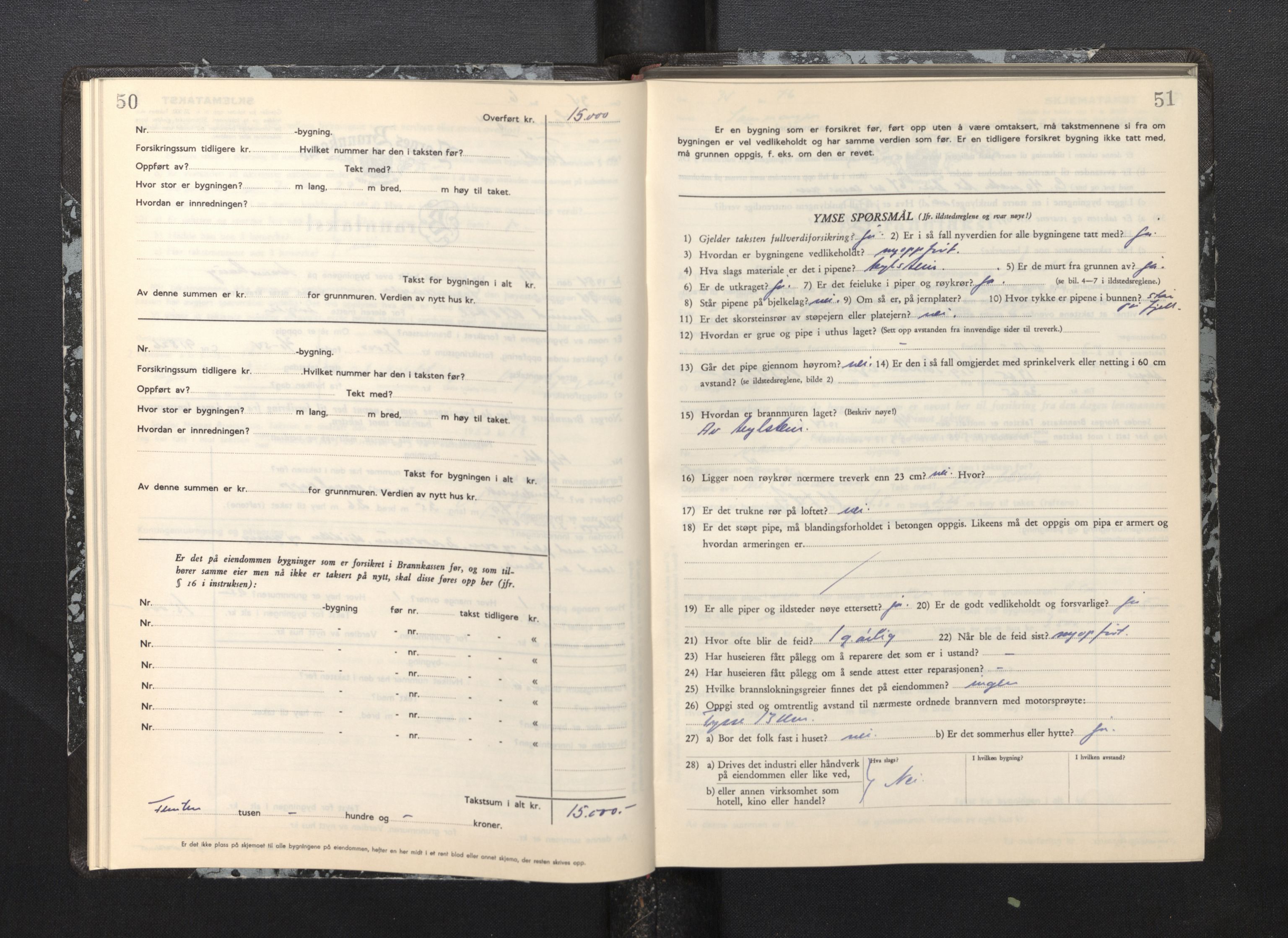 Lensmannen i Samnanger, AV/SAB-A-34601/0012/L0002: Branntakstprotokoll, skjematakst, 1951-1955, p. 50-51