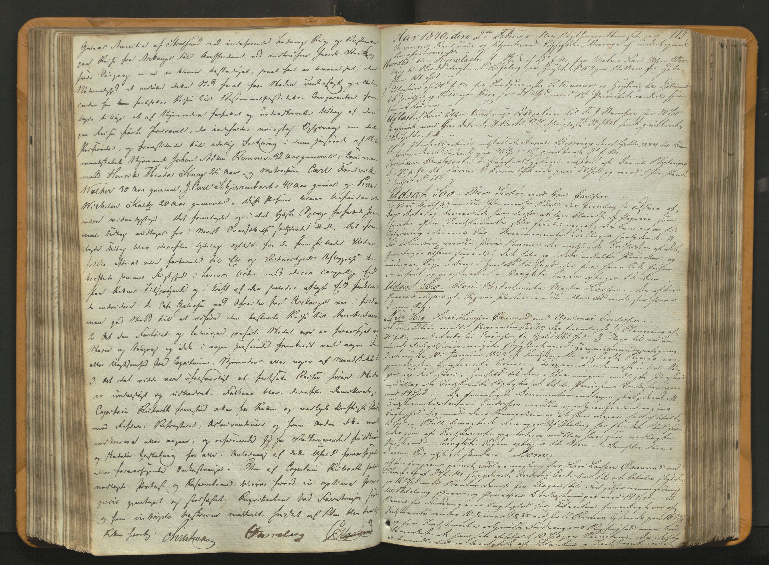 Stavanger byfogd, AV/SAST-A-101408/001/3/30/30BA/L0054: Bytingprotkoll, 1838-1843, p. 174b-175a