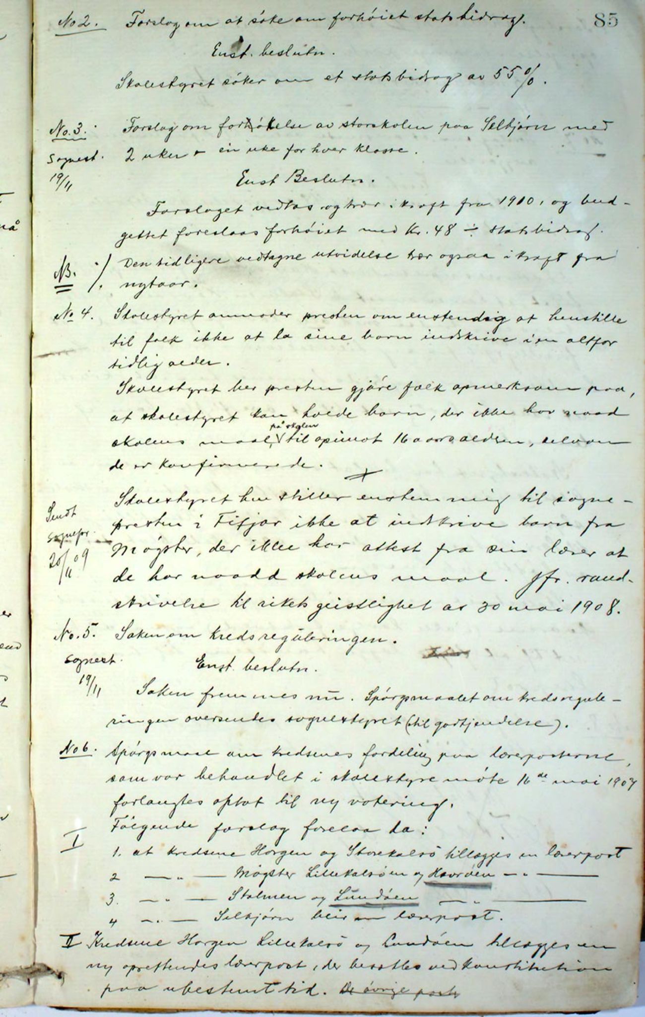 Austevoll kommune. Skulestyret, IKAH/1244-211/A/Aa/L0001: Møtebok for Møkster skulestyre, 1878-1910, p. 85a