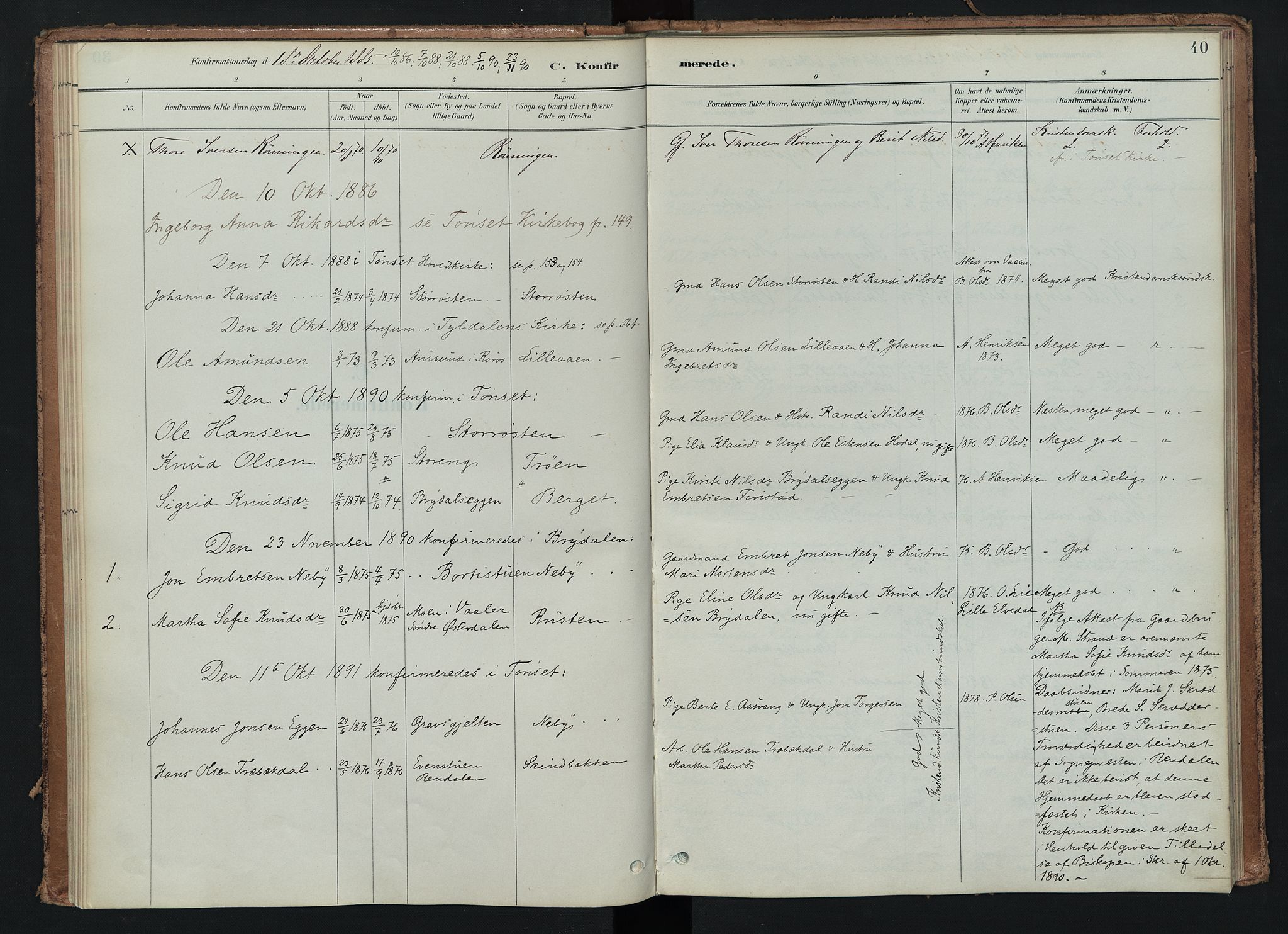 Tynset prestekontor, SAH/PREST-058/H/Ha/Haa/L0024: Parish register (official) no. 24, 1885-1916, p. 40