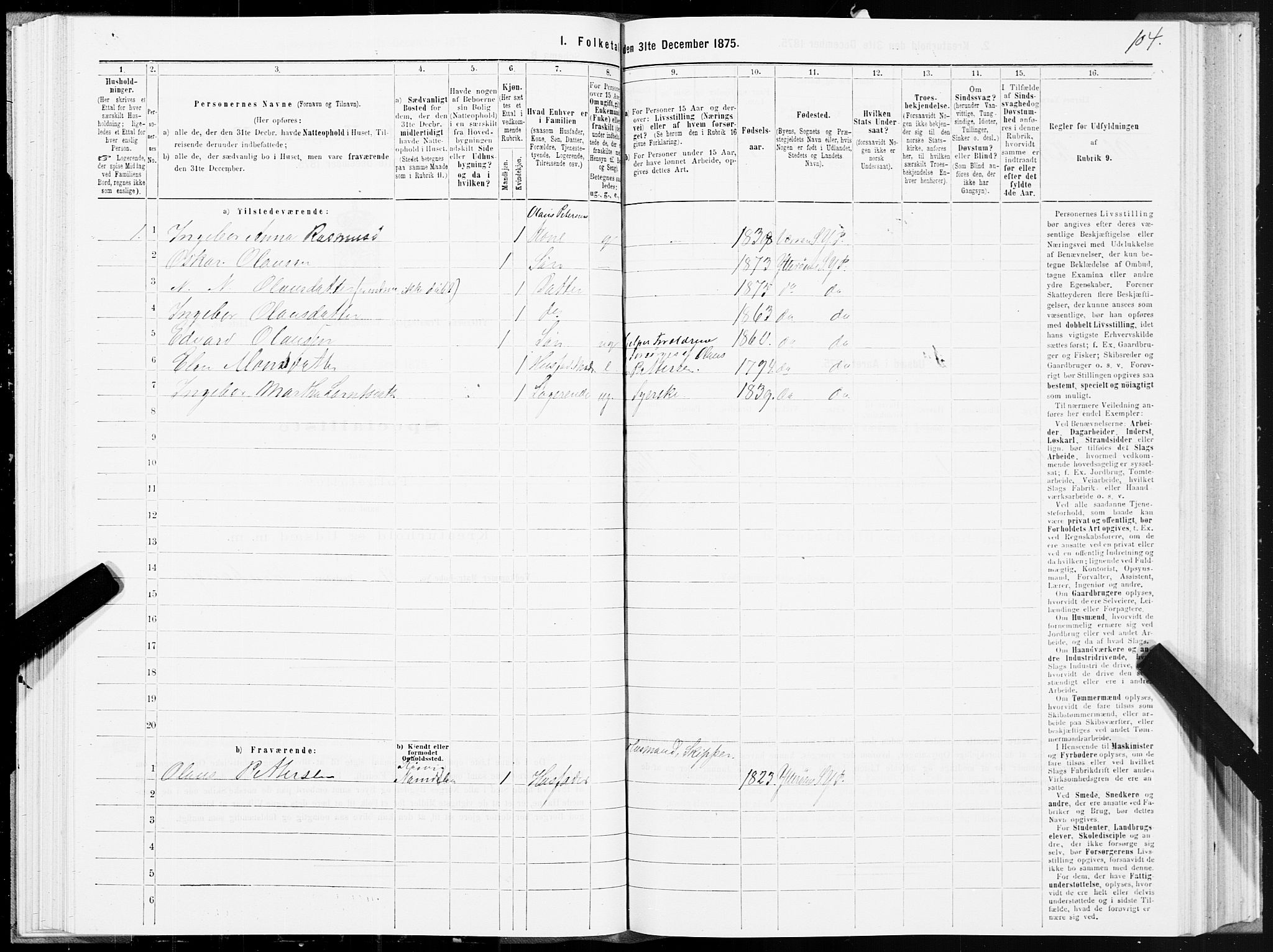 SAT, 1875 census for 1722P Ytterøy, 1875, p. 2104