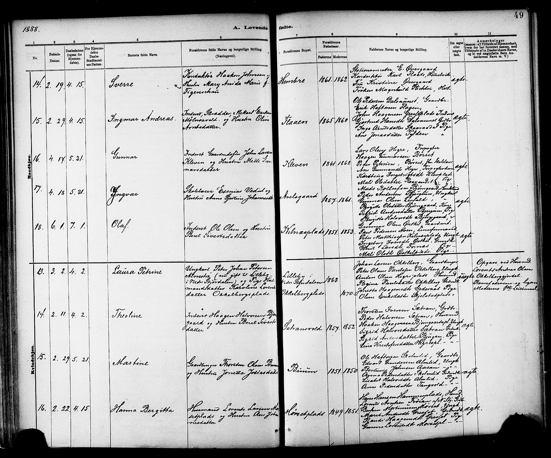 Ministerialprotokoller, klokkerbøker og fødselsregistre - Nord-Trøndelag, AV/SAT-A-1458/703/L0030: Parish register (official) no. 703A03, 1880-1892, p. 49