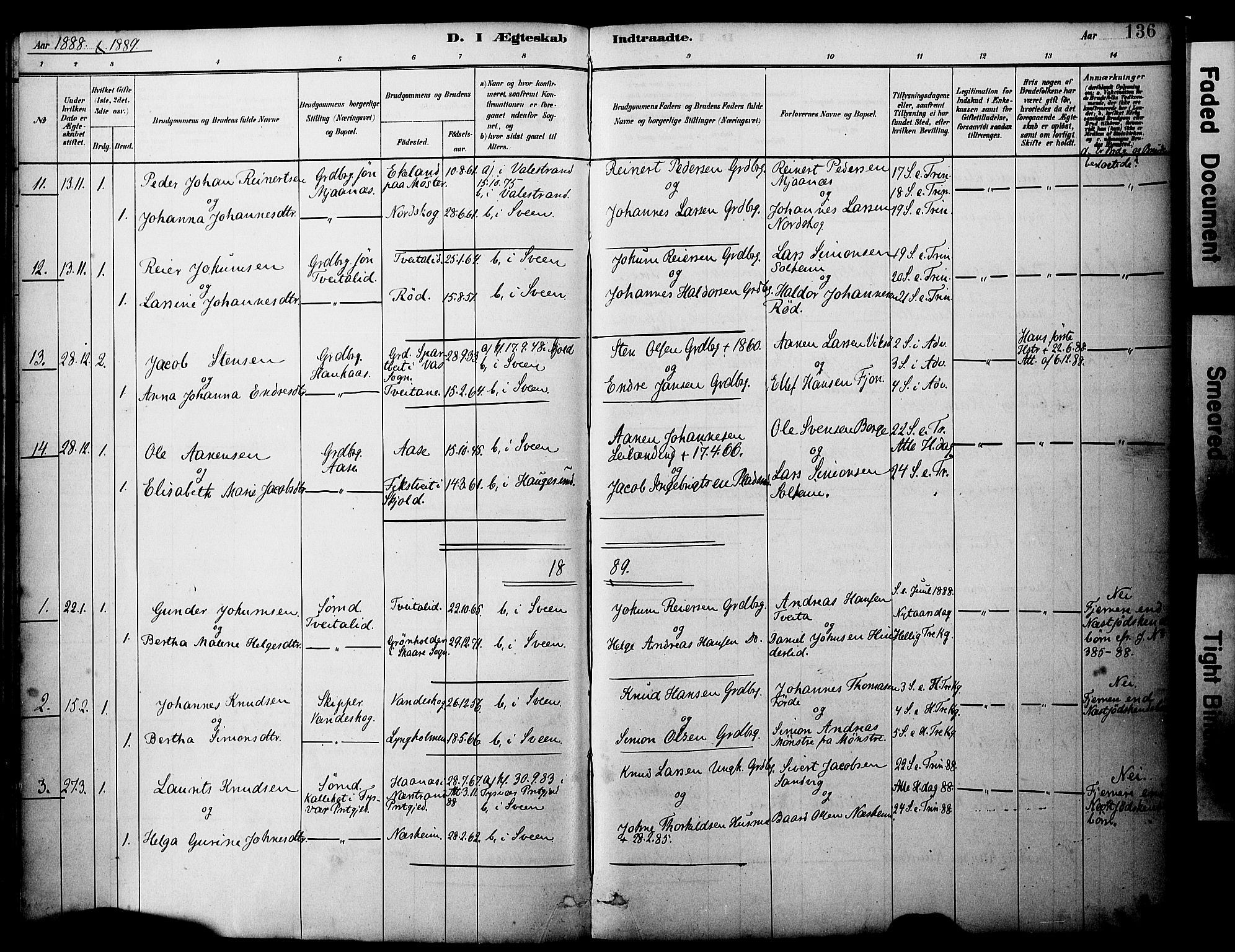 Sveio Sokneprestembete, SAB/A-78501/H/Haa: Parish register (official) no. B 2, 1883-1894, p. 136