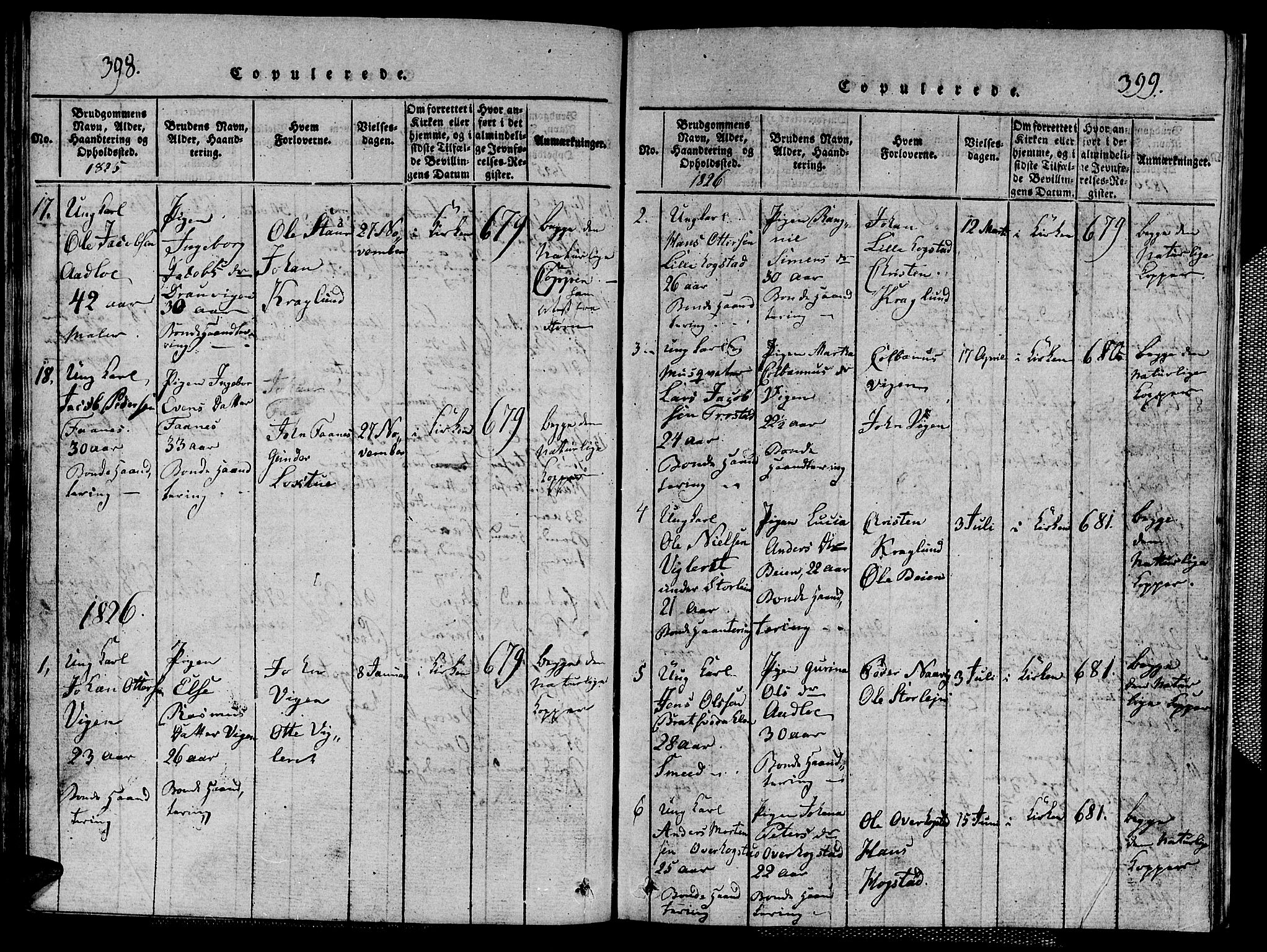 Ministerialprotokoller, klokkerbøker og fødselsregistre - Nord-Trøndelag, AV/SAT-A-1458/713/L0124: Parish register (copy) no. 713C01, 1817-1827, p. 398-399