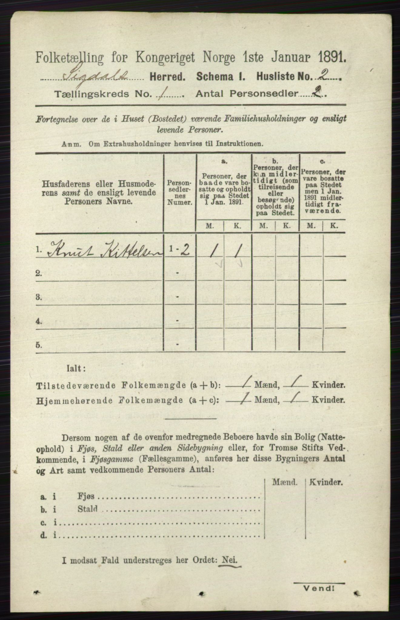 RA, 1891 census for 0621 Sigdal, 1891, p. 55