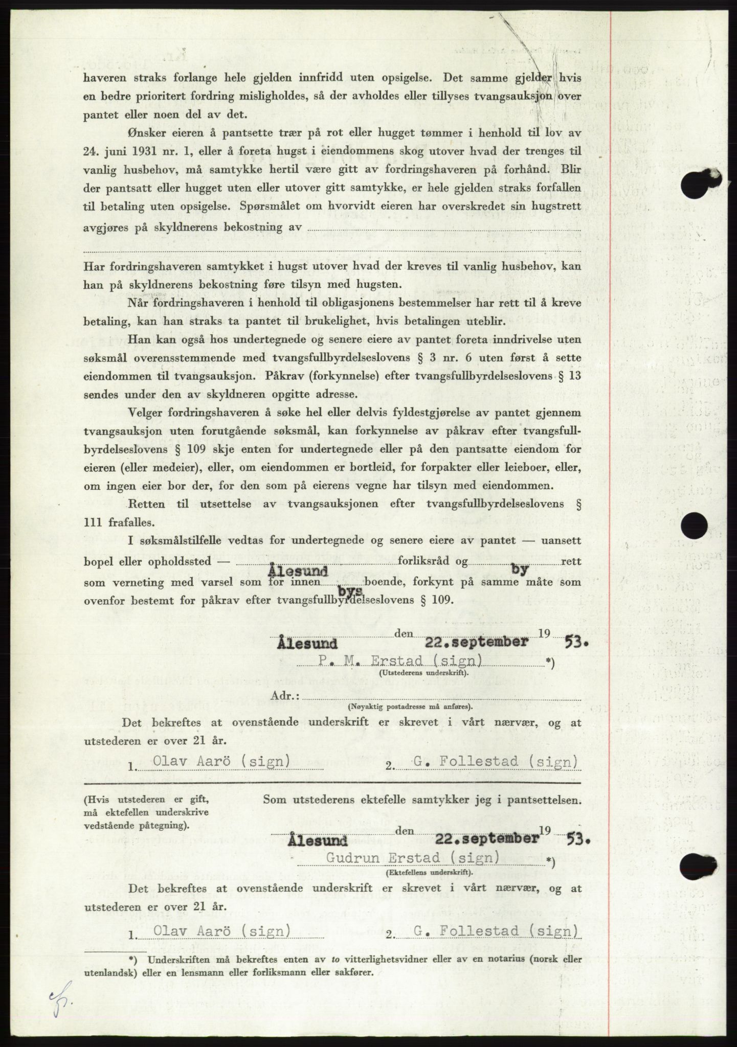 Søre Sunnmøre sorenskriveri, AV/SAT-A-4122/1/2/2C/L0124: Mortgage book no. 12B, 1953-1954, Diary no: : 2286/1953