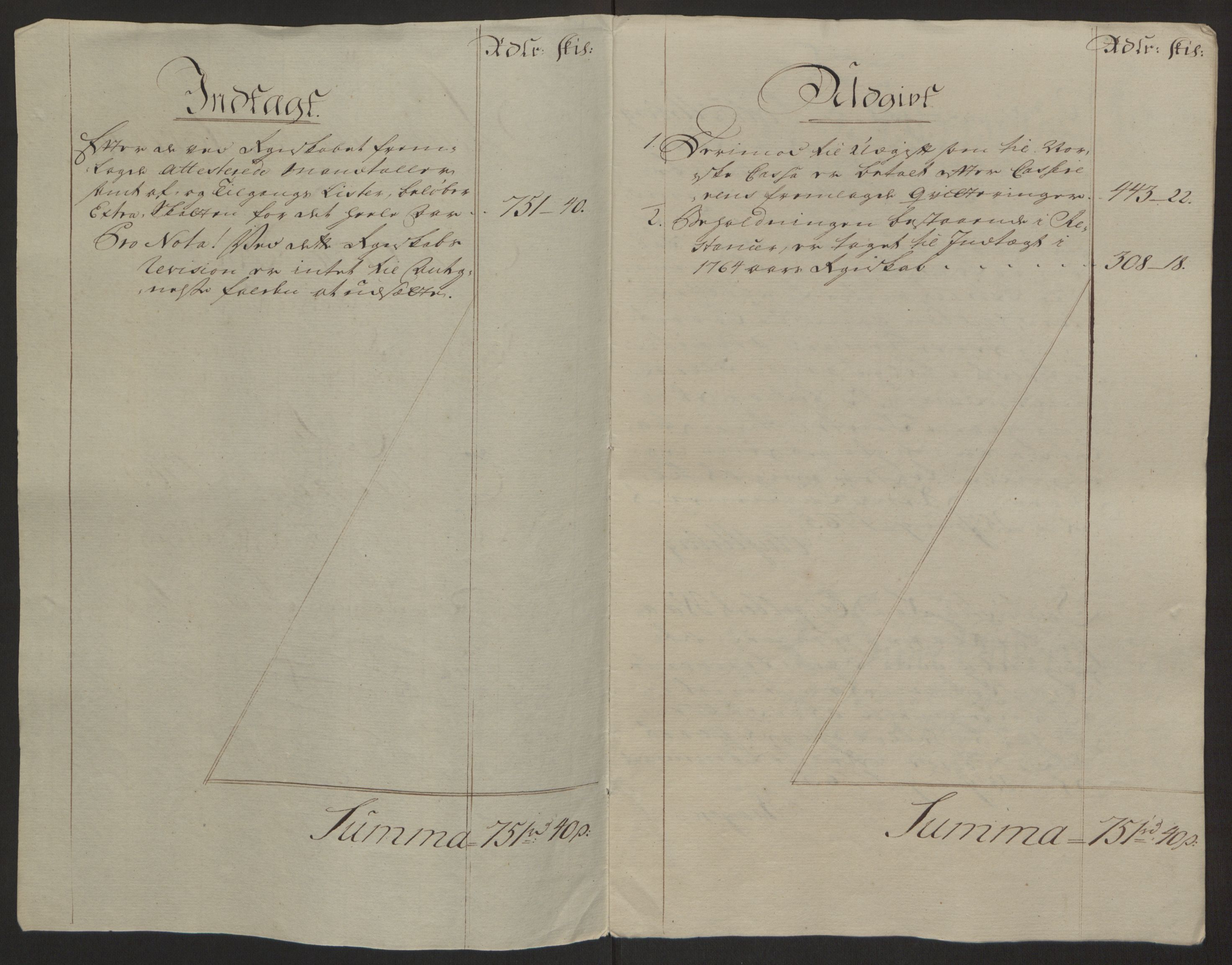 Rentekammeret inntil 1814, Reviderte regnskaper, Byregnskaper, AV/RA-EA-4066/R/Rc/L0042/0001: [C1] Kontribusjonsregnskap / Ekstraskatt, 1762-1765, p. 56