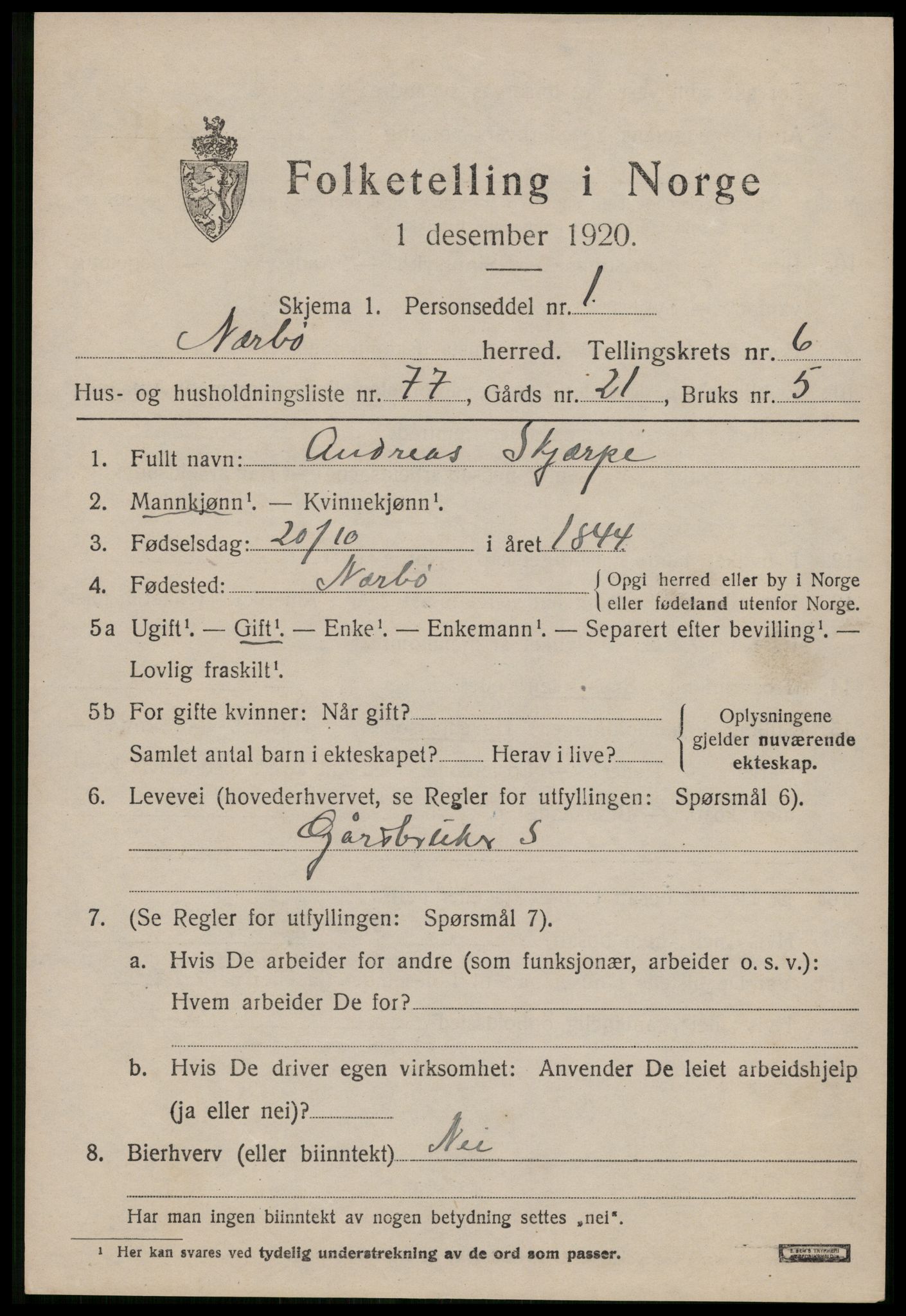 SAST, 1920 census for Nærbø, 1920, p. 4511