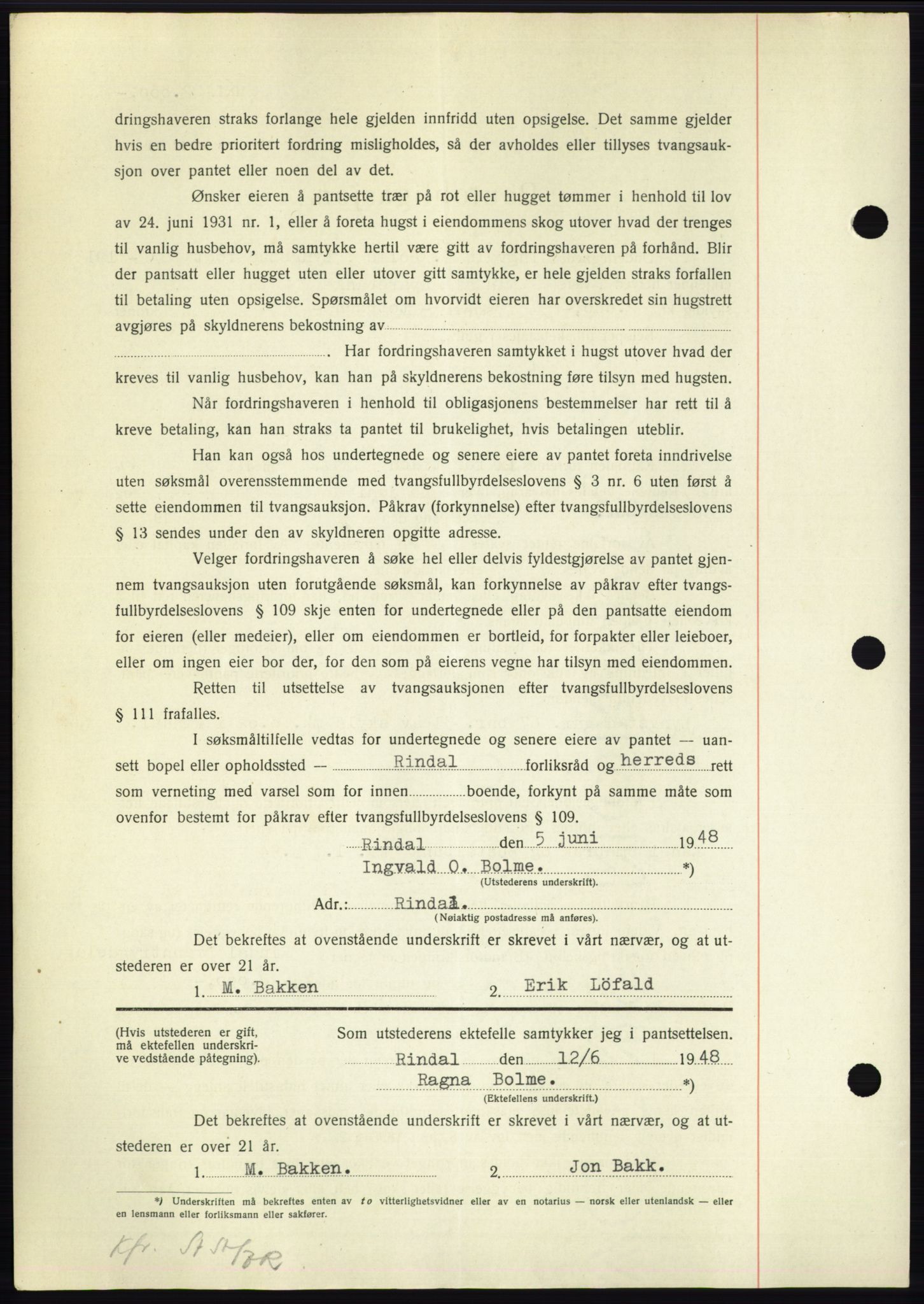 Nordmøre sorenskriveri, AV/SAT-A-4132/1/2/2Ca: Mortgage book no. B99, 1948-1948, Diary no: : 1836/1948