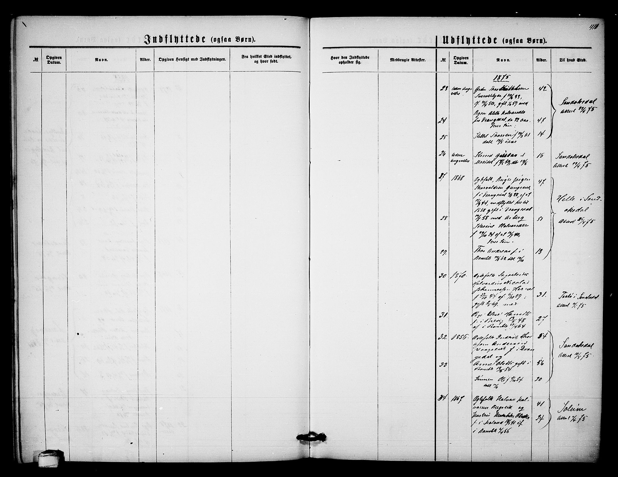 Bamble kirkebøker, SAKO/A-253/G/Ga/L0006: Parish register (copy) no. I 6, 1860-1876, p. 411