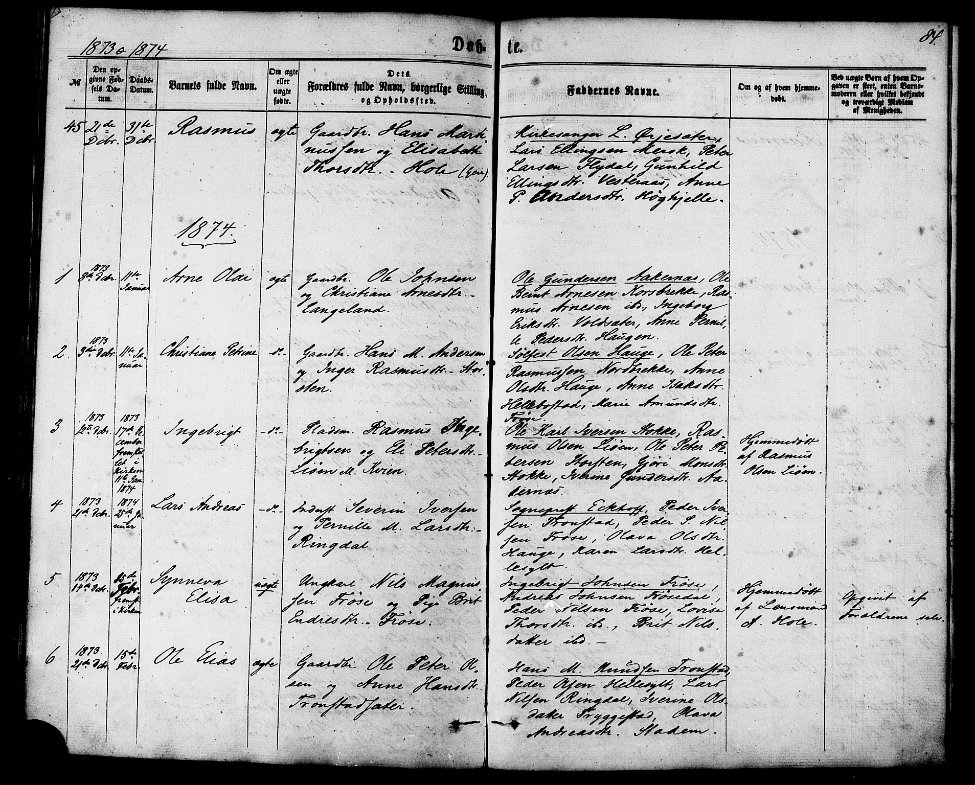 Ministerialprotokoller, klokkerbøker og fødselsregistre - Møre og Romsdal, SAT/A-1454/517/L0226: Parish register (official) no. 517A06, 1862-1881, p. 84