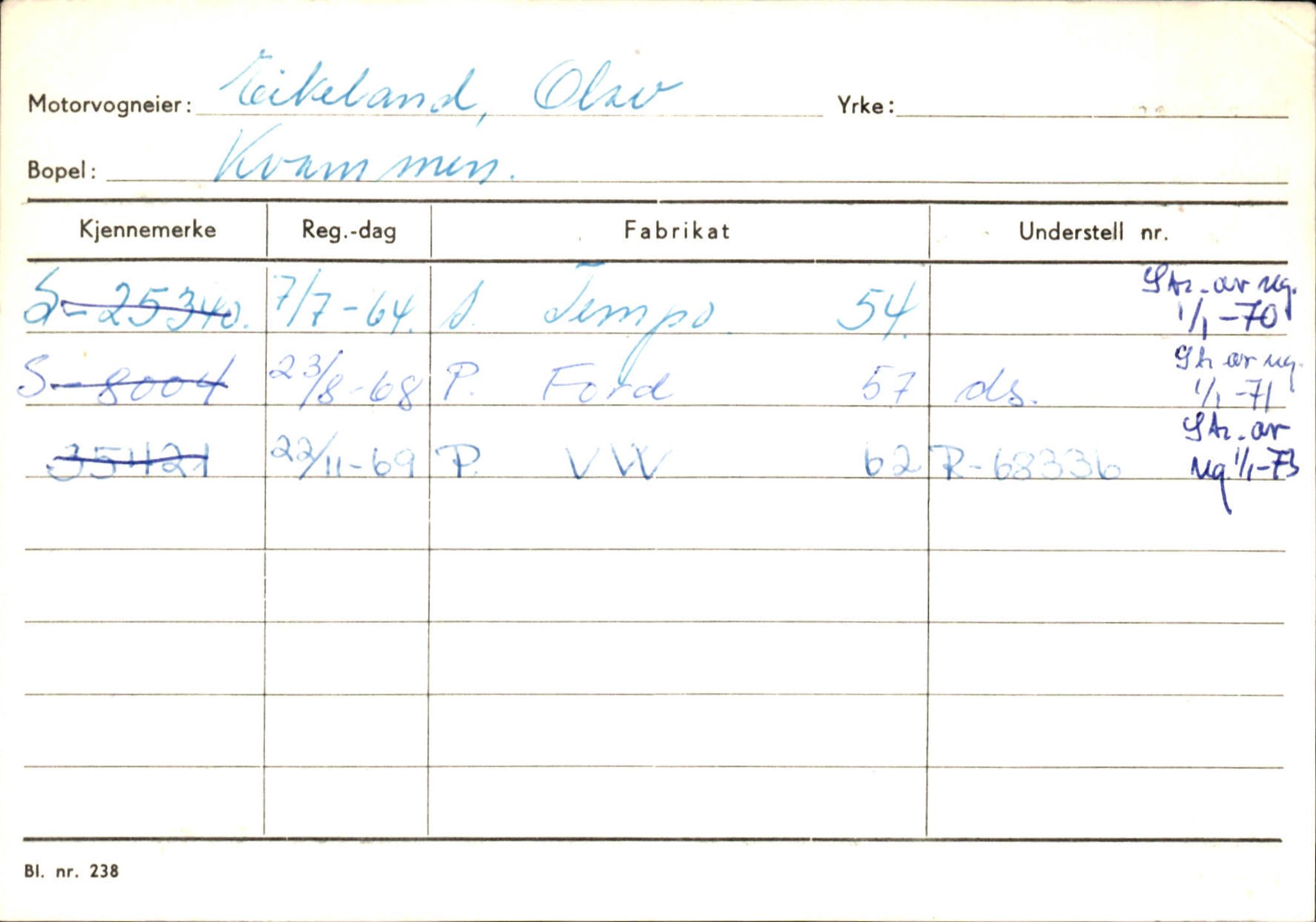 Statens vegvesen, Sogn og Fjordane vegkontor, SAB/A-5301/4/F/L0132: Eigarregister Askvoll A-Å. Balestrand A-Å, 1945-1975, p. 189