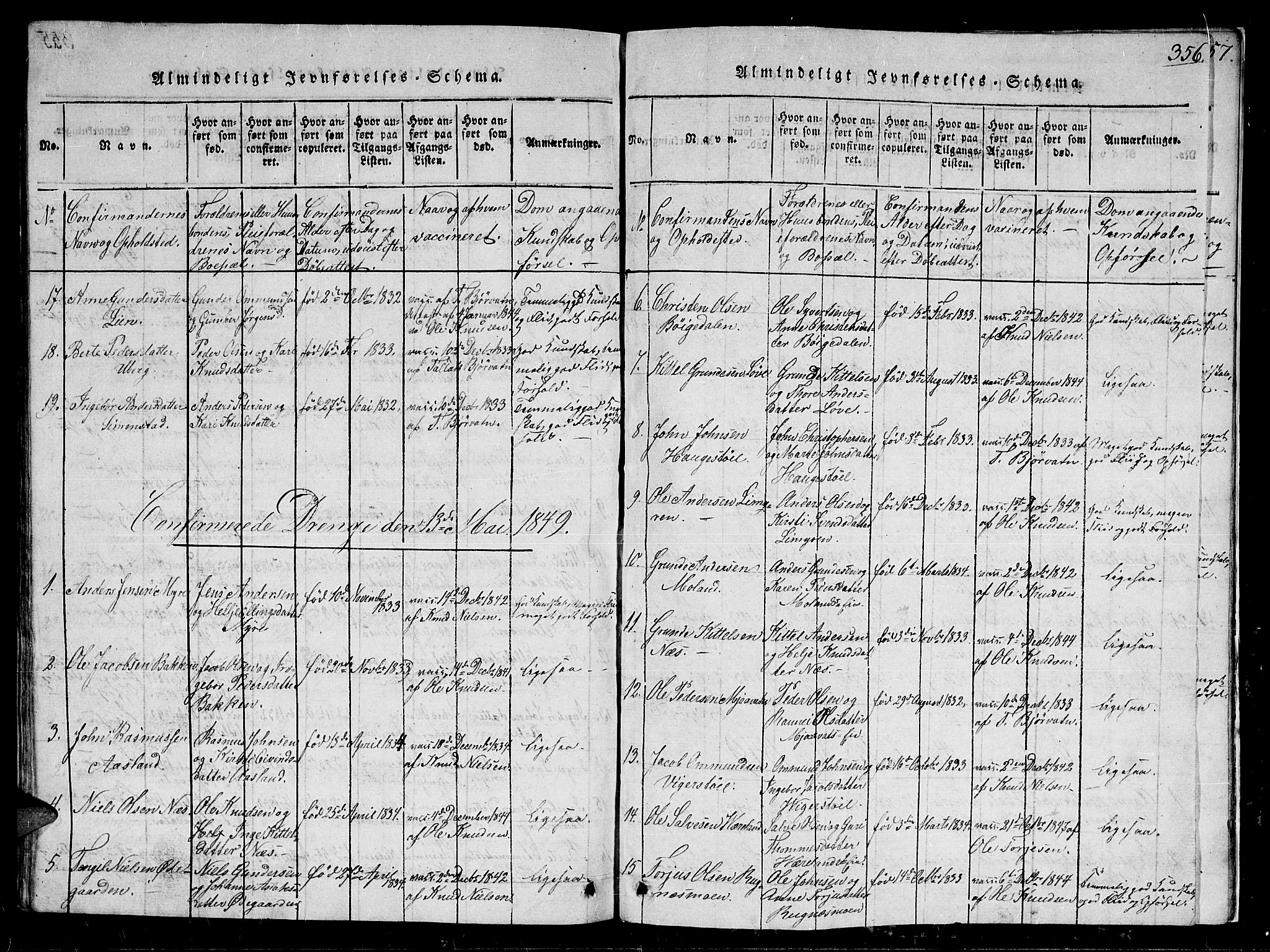 Gjerstad sokneprestkontor, AV/SAK-1111-0014/F/Fb/Fbb/L0001: Parish register (copy) no. B 1, 1813-1863, p. 356