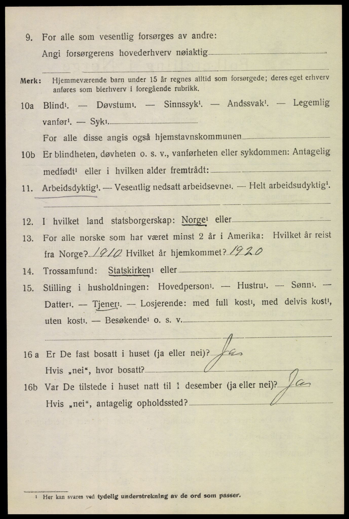 SAH, 1920 census for Lesja, 1920, p. 2537