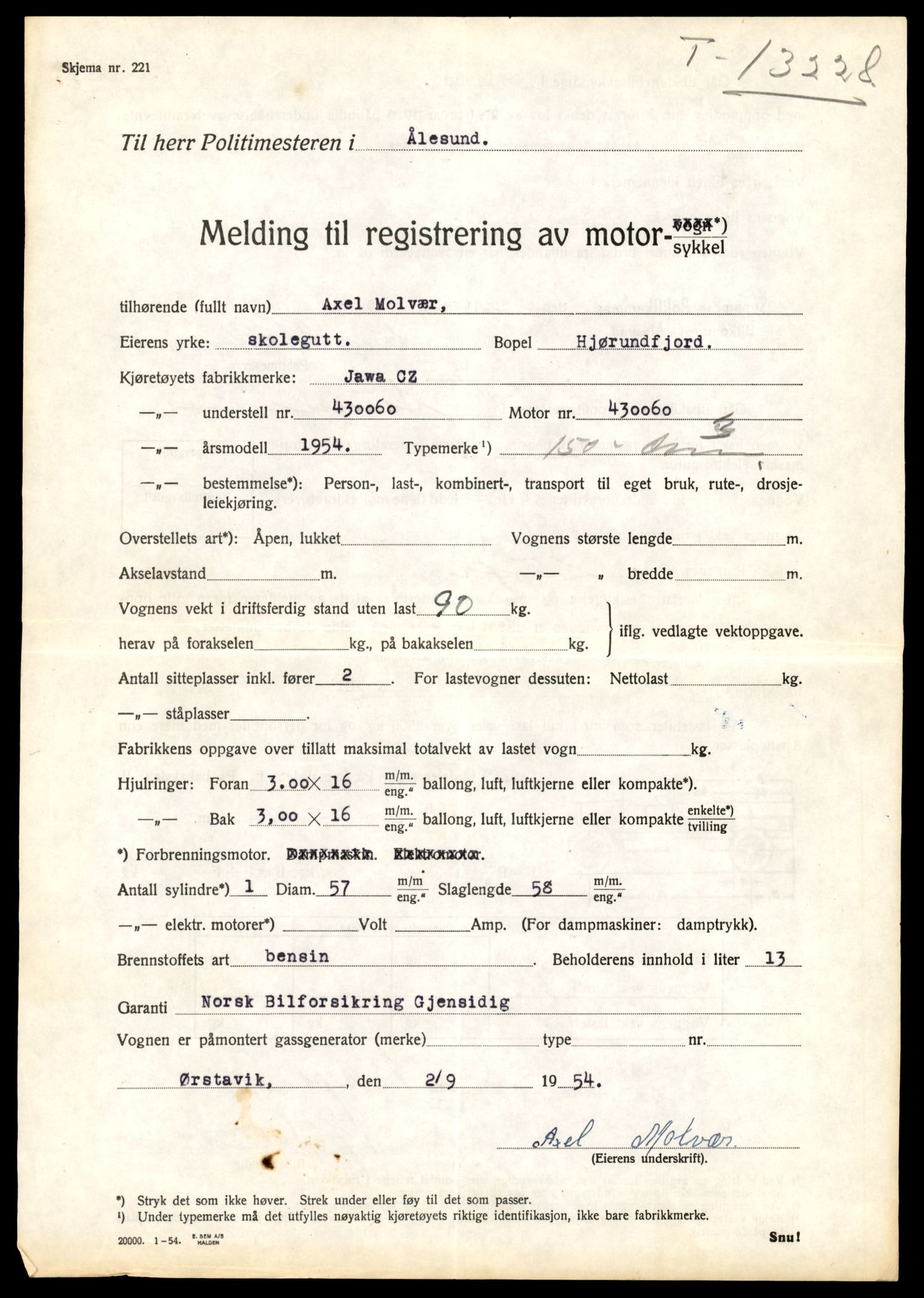Møre og Romsdal vegkontor - Ålesund trafikkstasjon, AV/SAT-A-4099/F/Fe/L0038: Registreringskort for kjøretøy T 13180 - T 13360, 1927-1998, p. 839