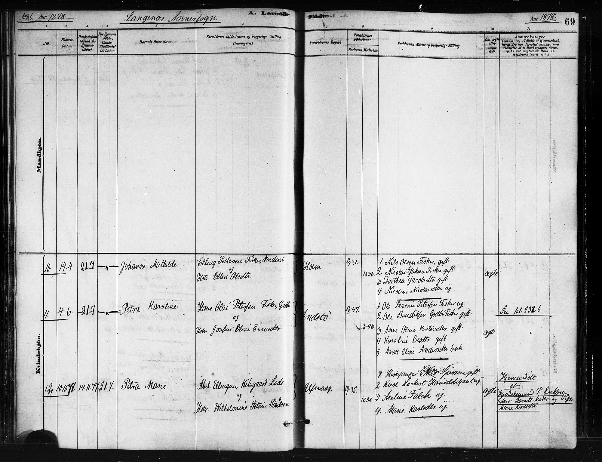 Ministerialprotokoller, klokkerbøker og fødselsregistre - Nordland, AV/SAT-A-1459/893/L1335: Parish register (official) no. 893A08 /2, 1878-1884, p. 69