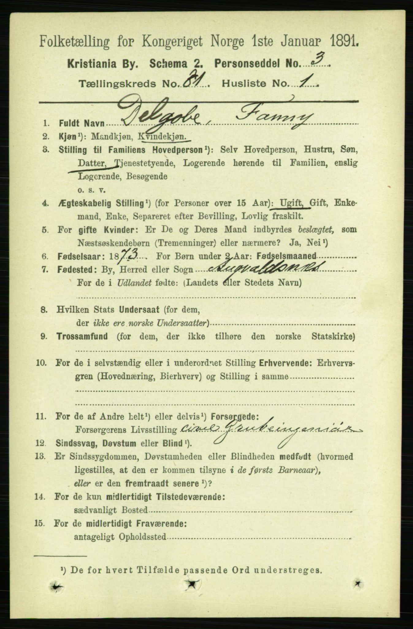 RA, 1891 census for 0301 Kristiania, 1891, p. 41527