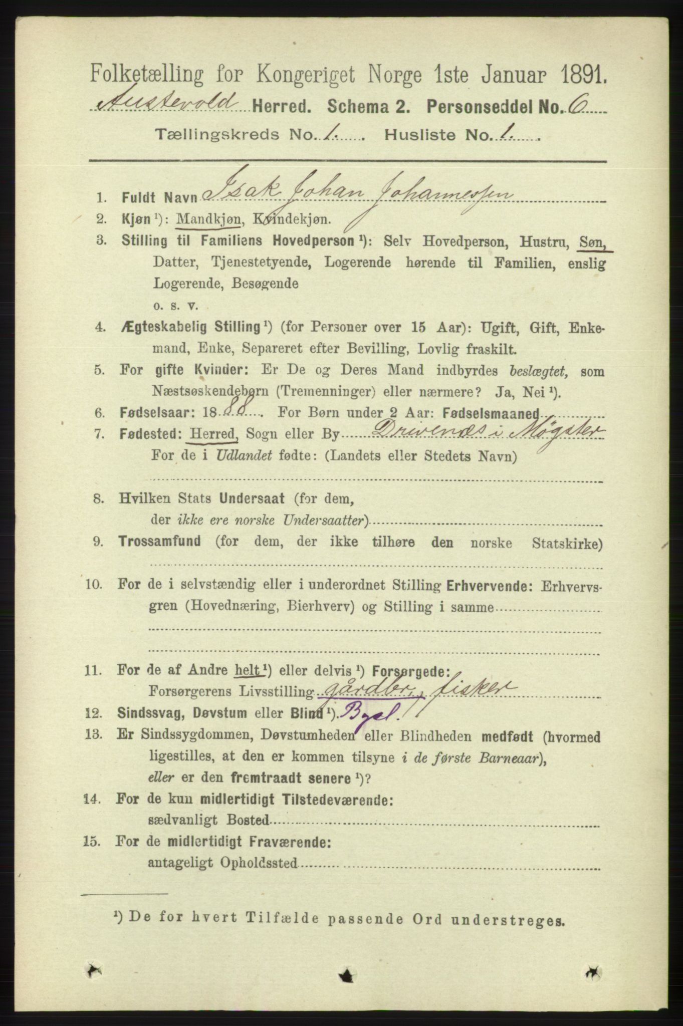 RA, 1891 census for 1244 Austevoll, 1891, p. 103