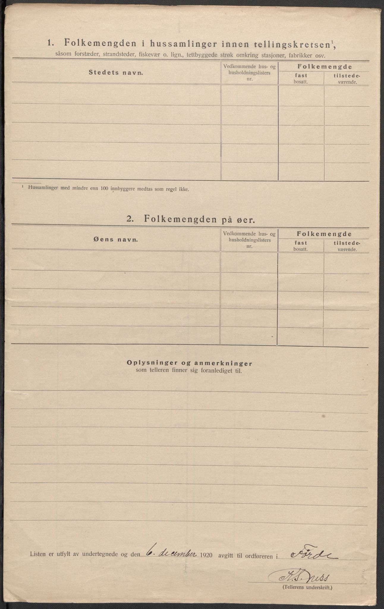 SAB, 1920 census for Førde, 1920, p. 7