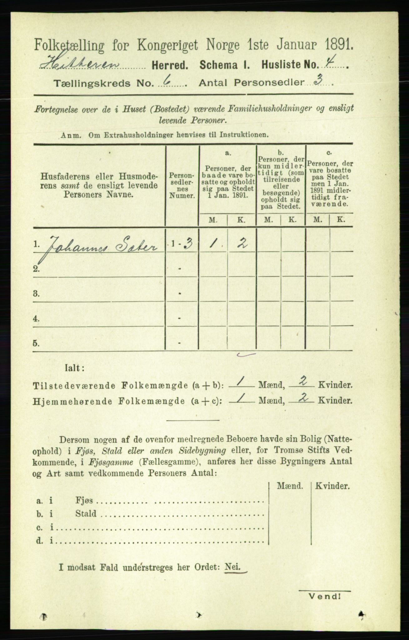 RA, 1891 census for 1617 Hitra, 1891, p. 1045