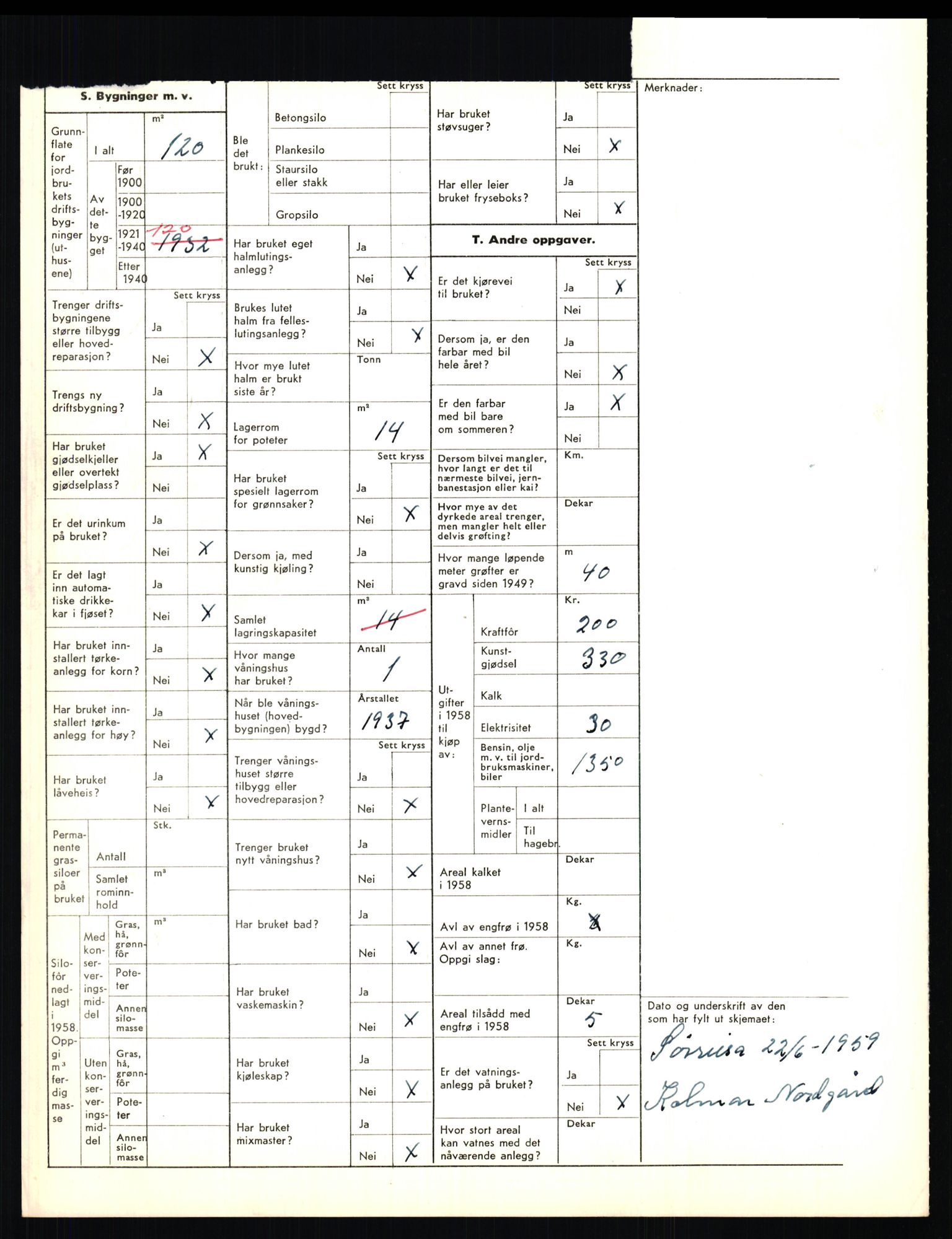 Statistisk sentralbyrå, Næringsøkonomiske emner, Jordbruk, skogbruk, jakt, fiske og fangst, AV/RA-S-2234/G/Gd/L0656: Troms: 1924 Målselv (kl. 0-3) og 1925 Sørreisa, 1959, p. 2138