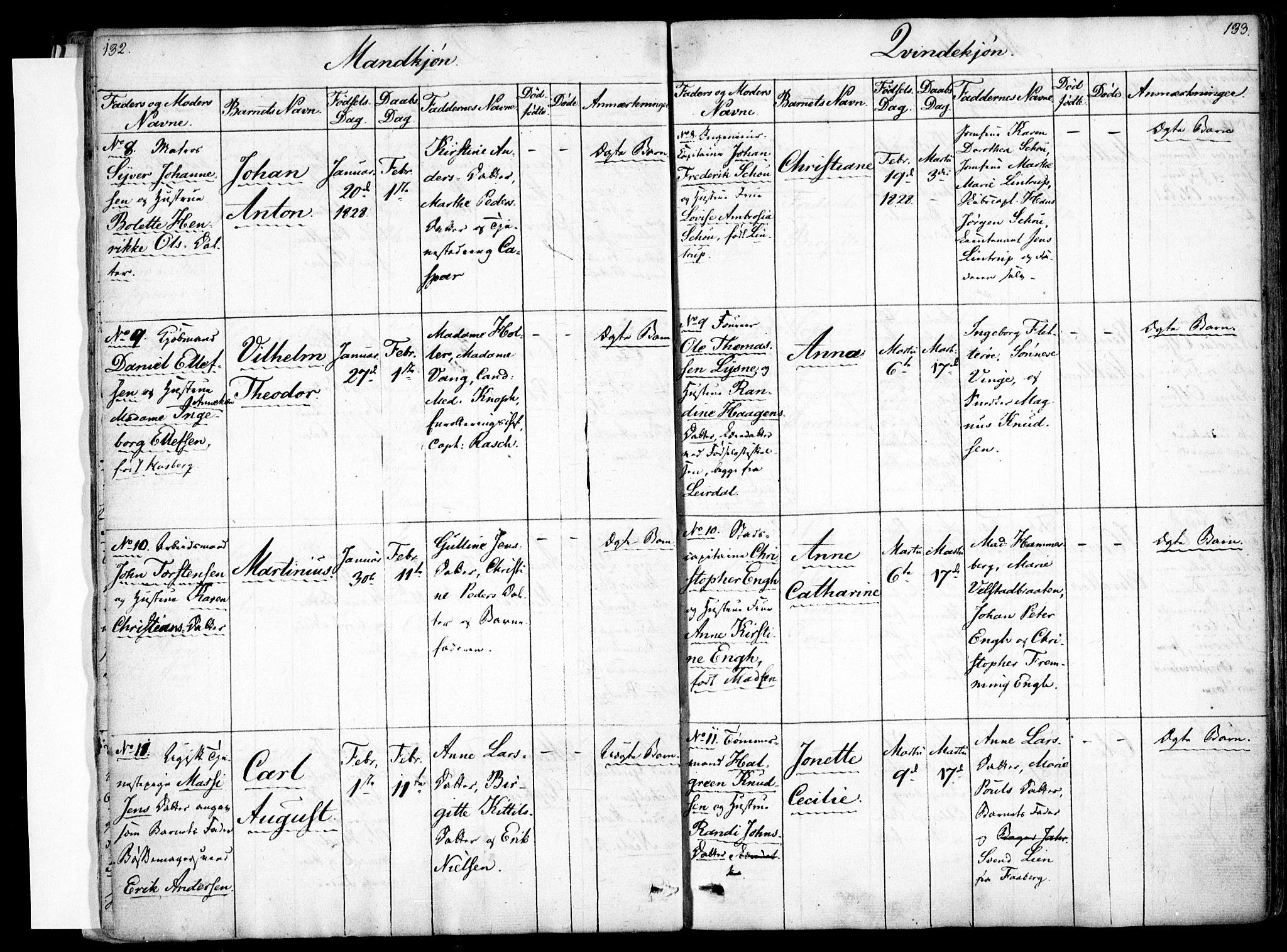 Rikshospitalet prestekontor Kirkebøker, SAO/A-10309b/F/L0001: Parish register (official) no. 1, 1818-1832, p. 132-133