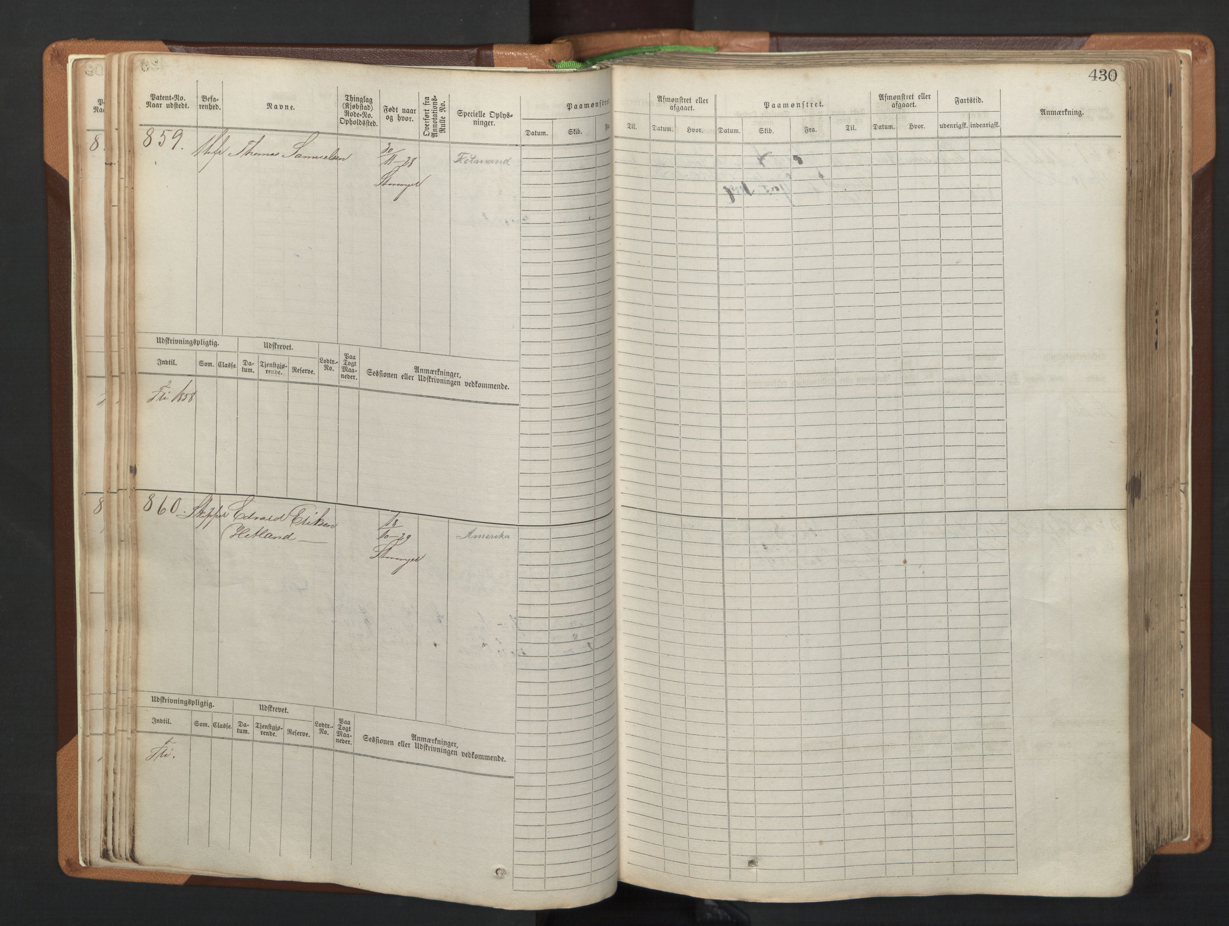 Stavanger sjømannskontor, AV/SAST-A-102006/F/Fb/Fbb/L0005: Sjøfartshovedrulle, patentnr. 793-1606 (del 2), 1869-1880, p. 36