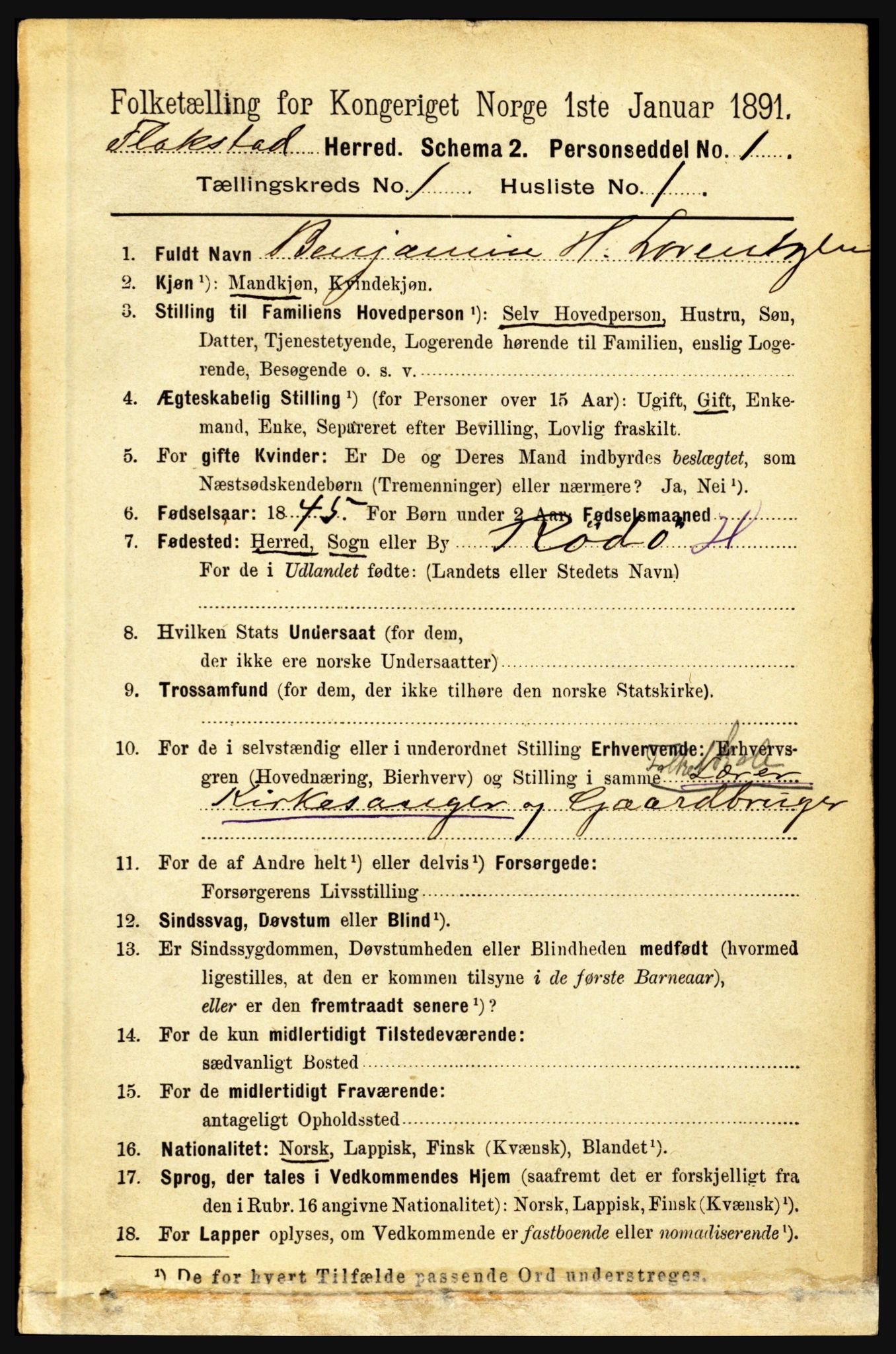 RA, 1891 census for 1859 Flakstad, 1891, p. 73