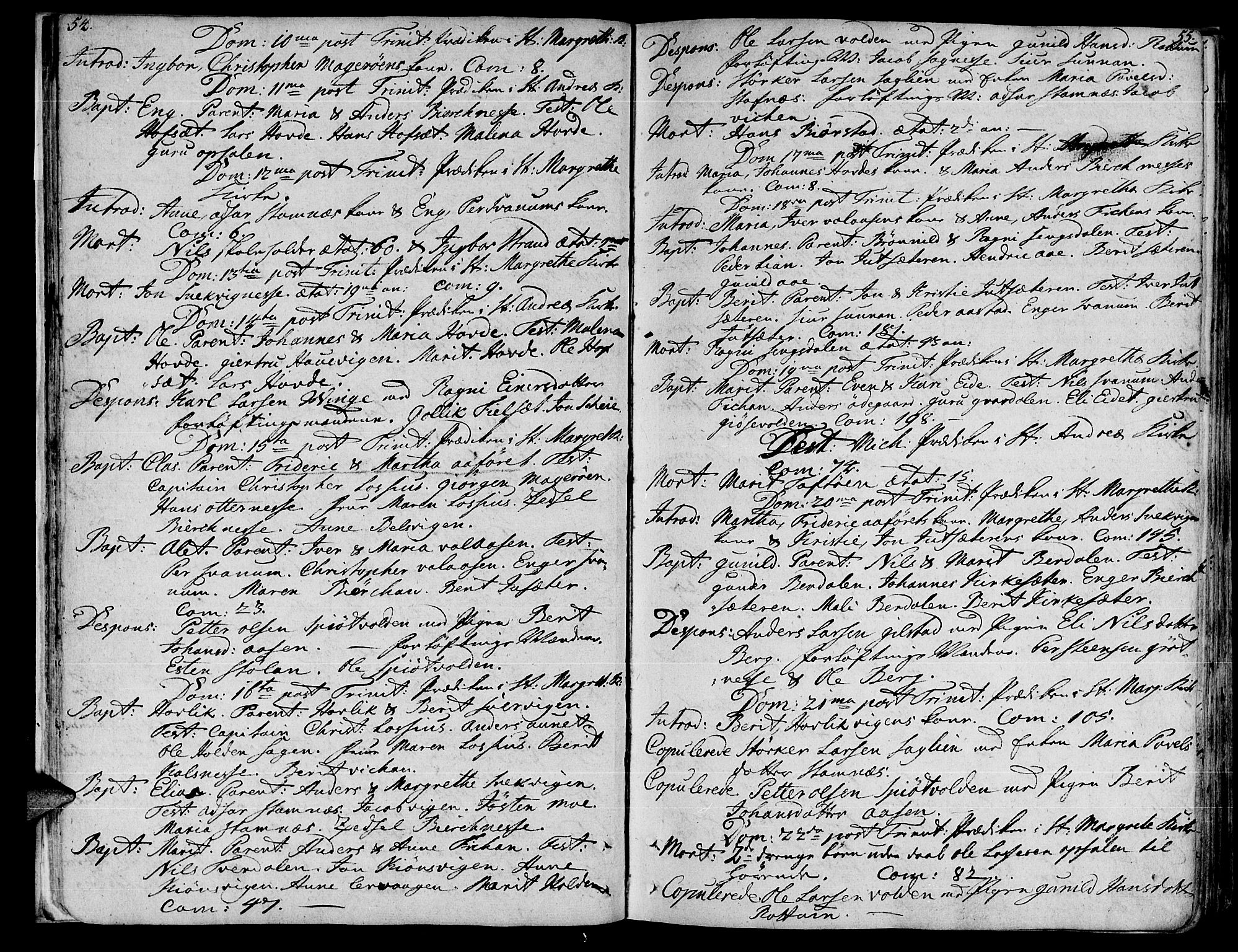 Ministerialprotokoller, klokkerbøker og fødselsregistre - Sør-Trøndelag, SAT/A-1456/630/L0489: Parish register (official) no. 630A02, 1757-1794, p. 54-55