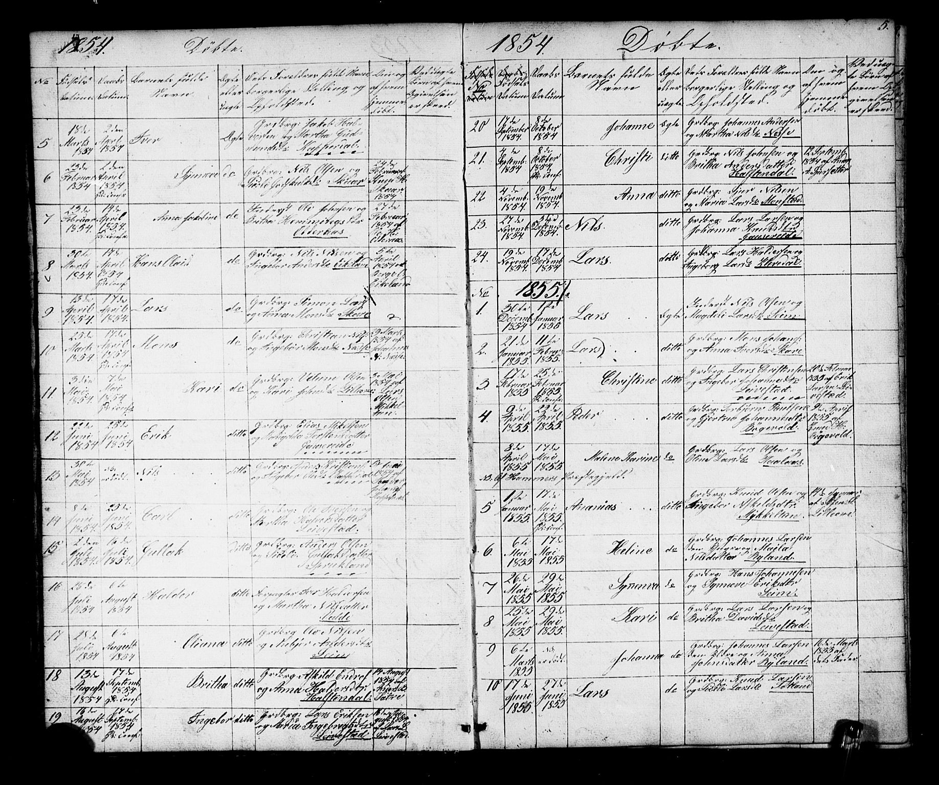 Alversund Sokneprestembete, SAB/A-73901/H/Ha/Hab: Parish register (copy) no. D 2, 1851-1889, p. 5